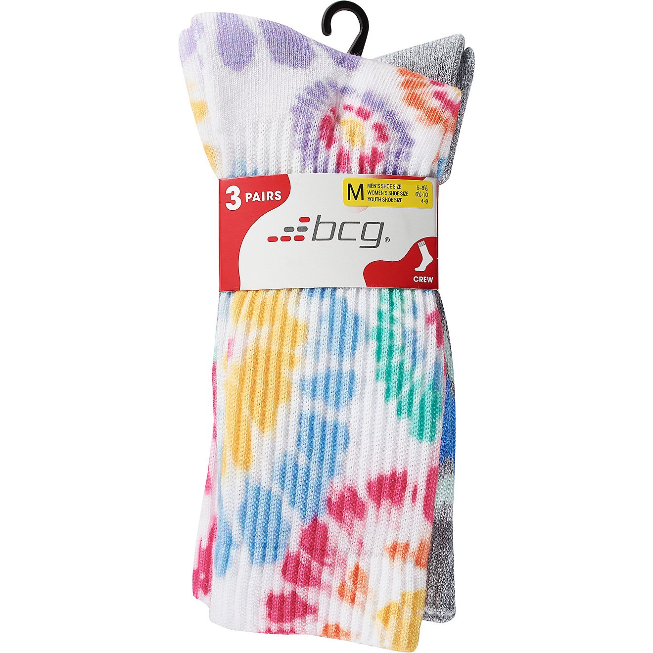 BCG Women's Flower Burst Tie Dye Crew Socks 3-pack                                                                               - view number 4