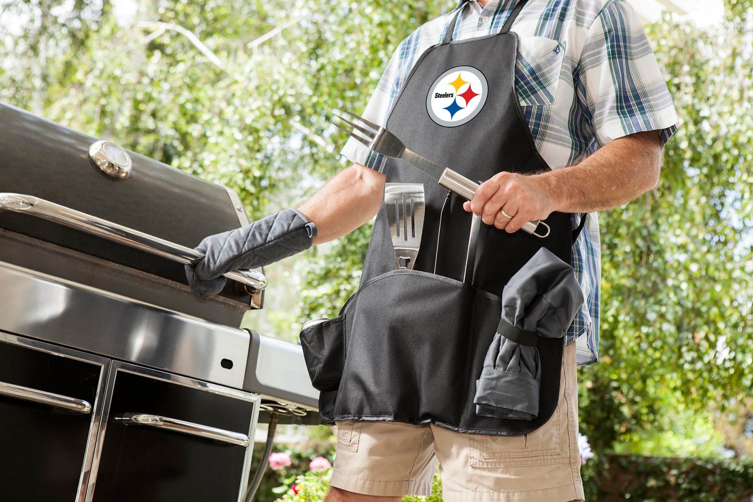 Picnic Time Pittsburgh Steelers BBQ Apron Tote Pro Grill Set - view number 2