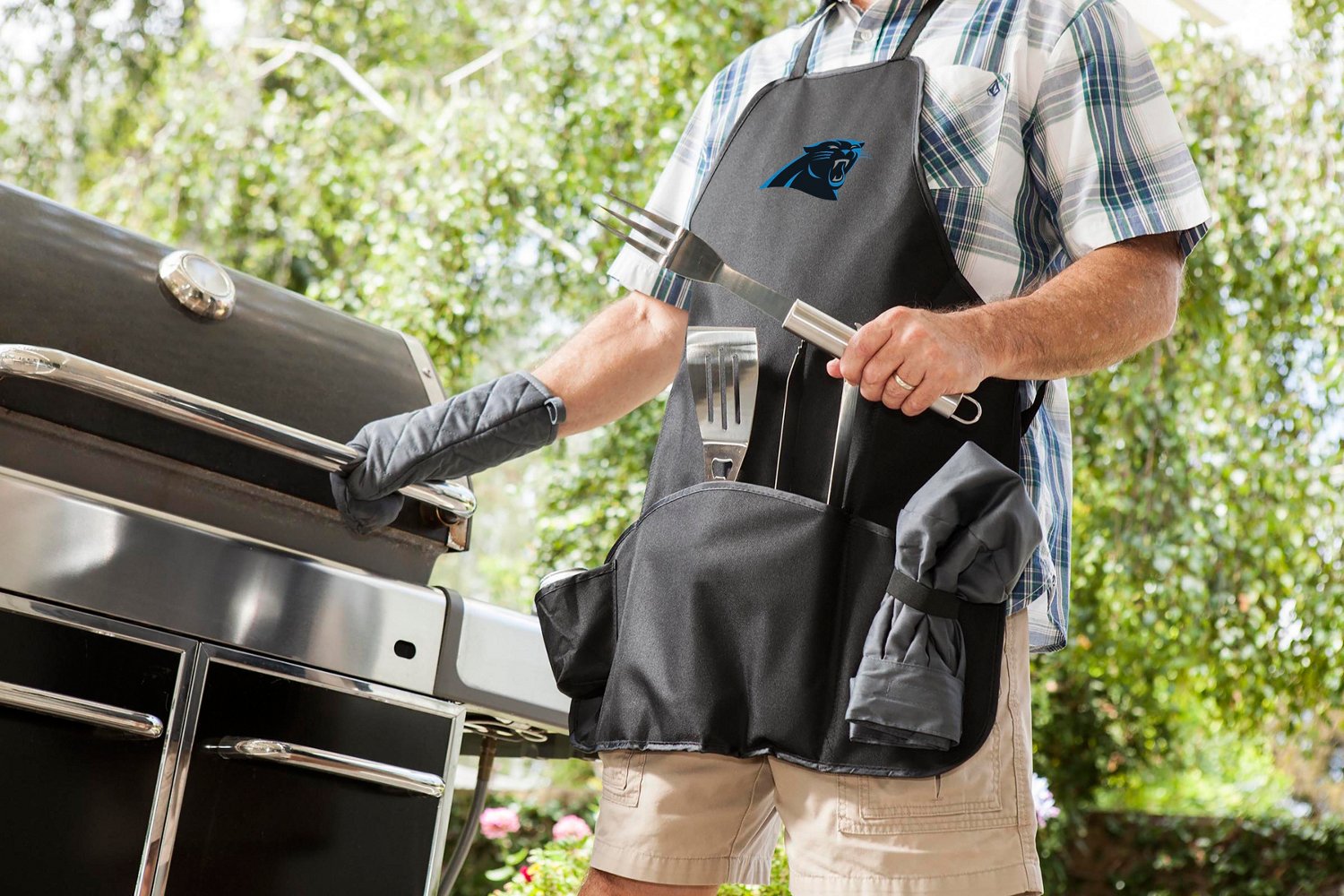 Picnic Time Carolina Panthers BBQ Apron Tote Pro Grill Set - view number 2