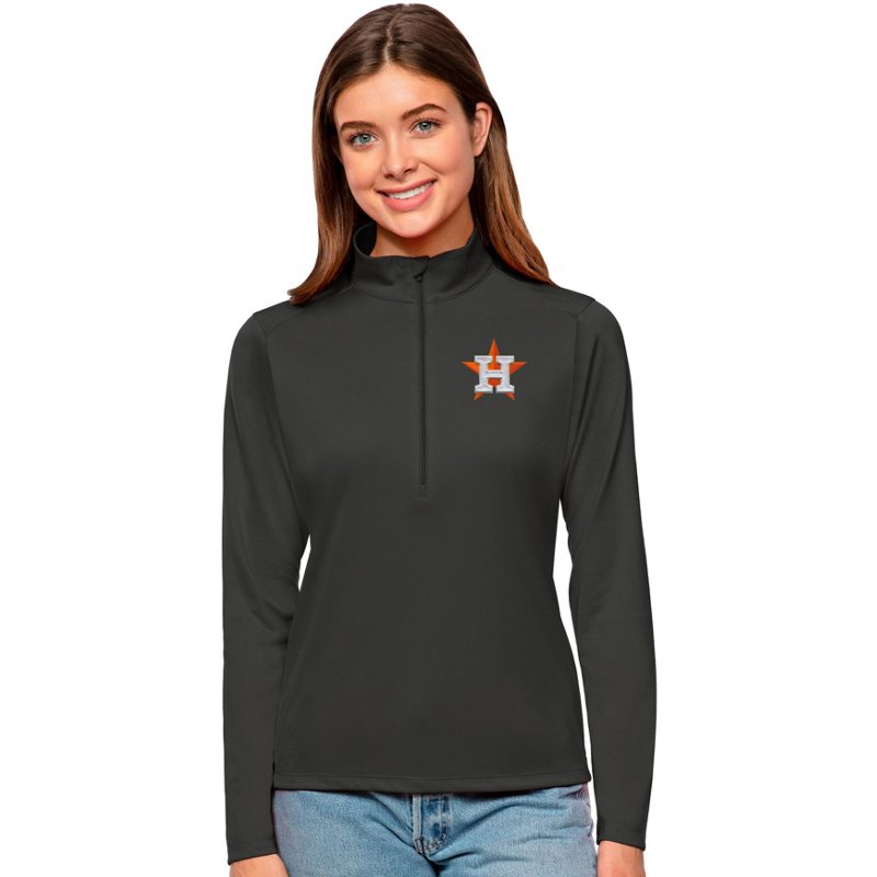 Antigua Women's Charcoal Houston Astros Tribute Quarter-Zip Pullover Top - Charcoal
