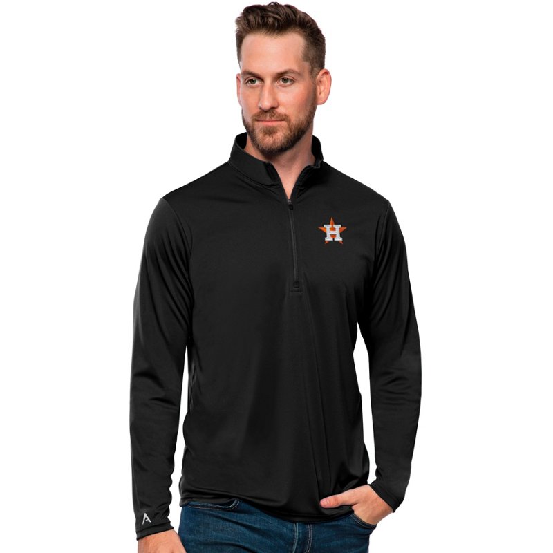 Antigua Men's Black Houston Astros Tribute Quarter-Zip Pullover Top - Black