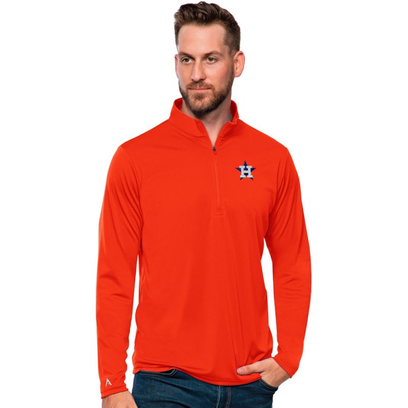 Antigua Men's Orange Houston Astros Tribute Quarter-Zip Pullover Top - Orange