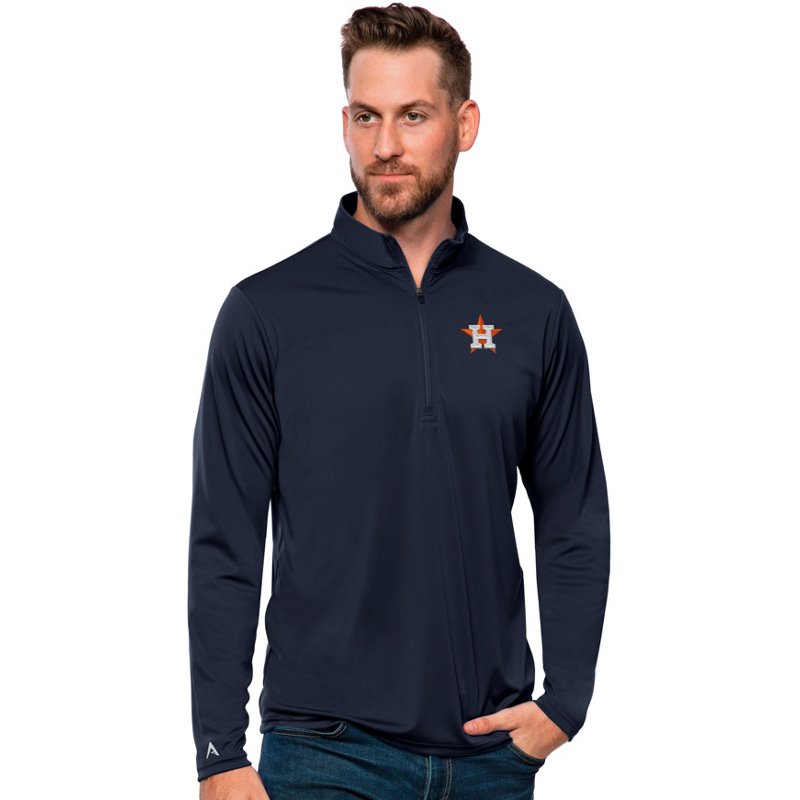 Antigua Men's Navy Houston Astros Tribute Quarter-Zip Pullover Top - Navy