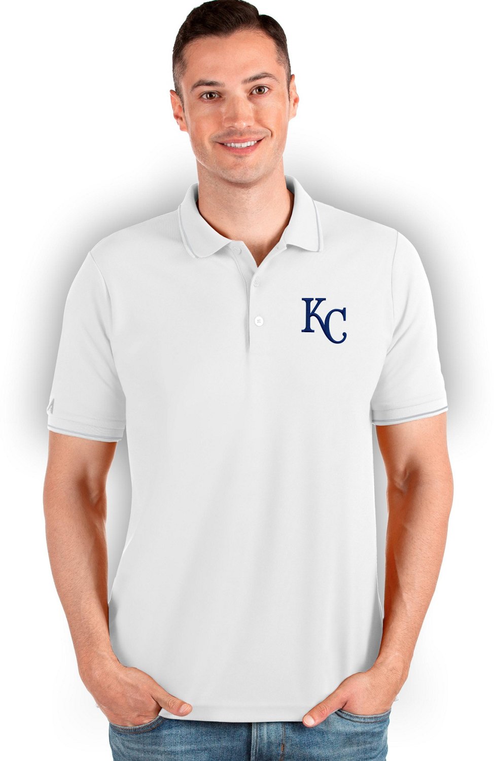 Antigua Men's Kansas City Royals 19th Hole Polo Shirt Blue, X-Large - MLB Ss/Ls/Sl/Mck Tees at Academy Sports