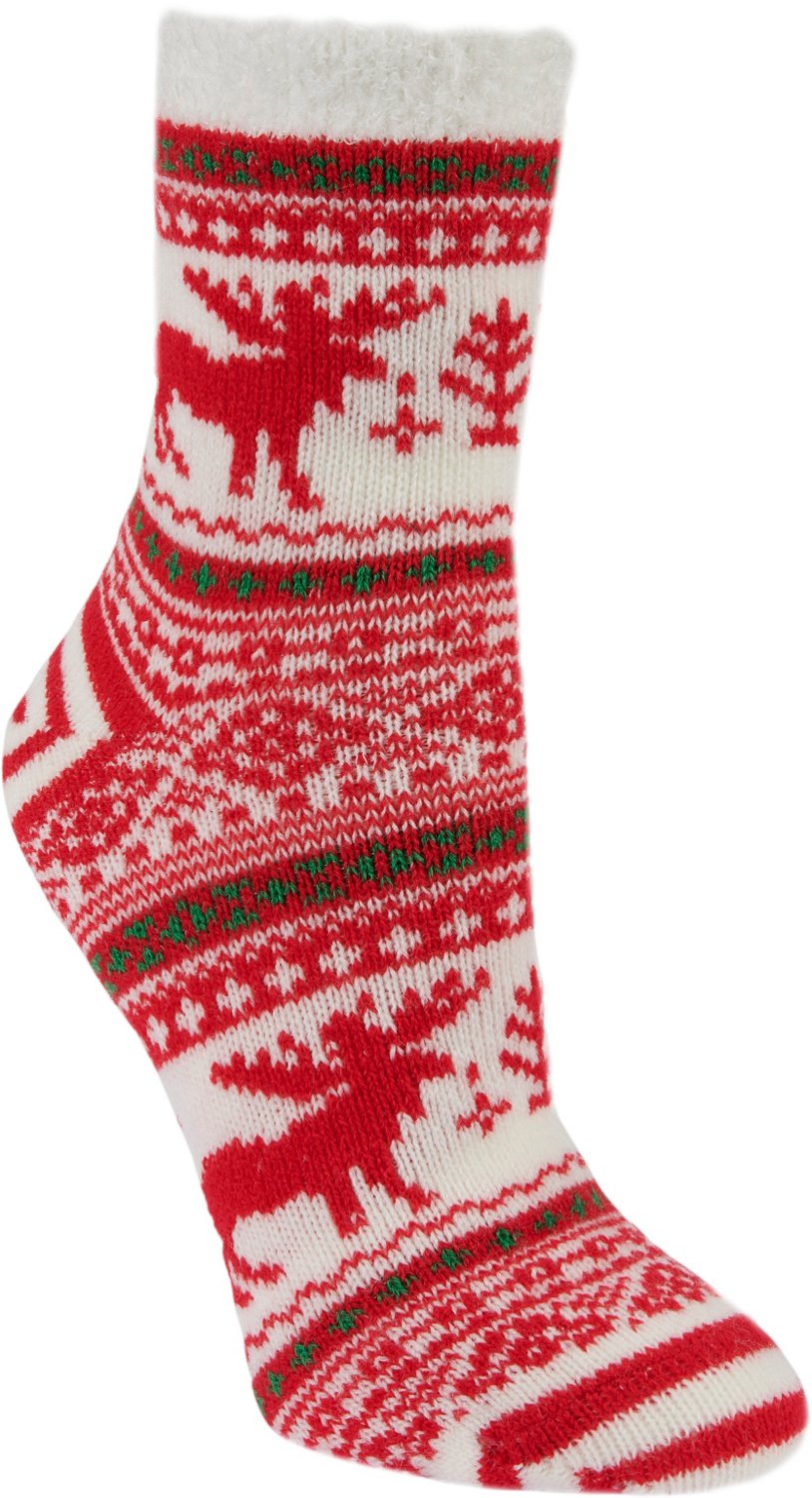 Magellan Outdoors Women's Holiday Moose Crew Lodge Socks Academy