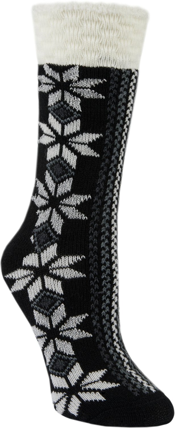 Magellan Women's Metallic Snowflake Mid-Calf Socks