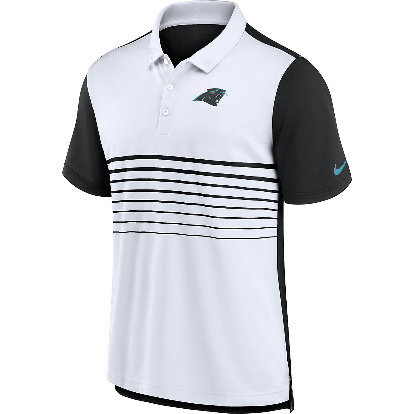 Nike Men's Carolina Panthers Striped Logo Fashion Short Sleeve Polo Shirt                                                        - view number 1