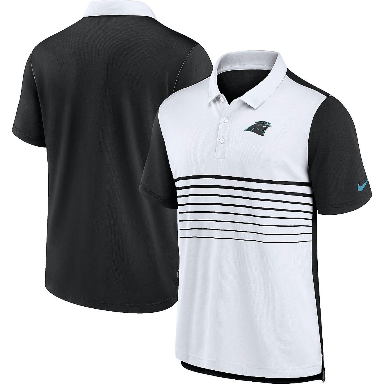 Nike Men's Carolina Panthers Striped Logo Fashion Short Sleeve Polo Shirt                                                        - view number 3