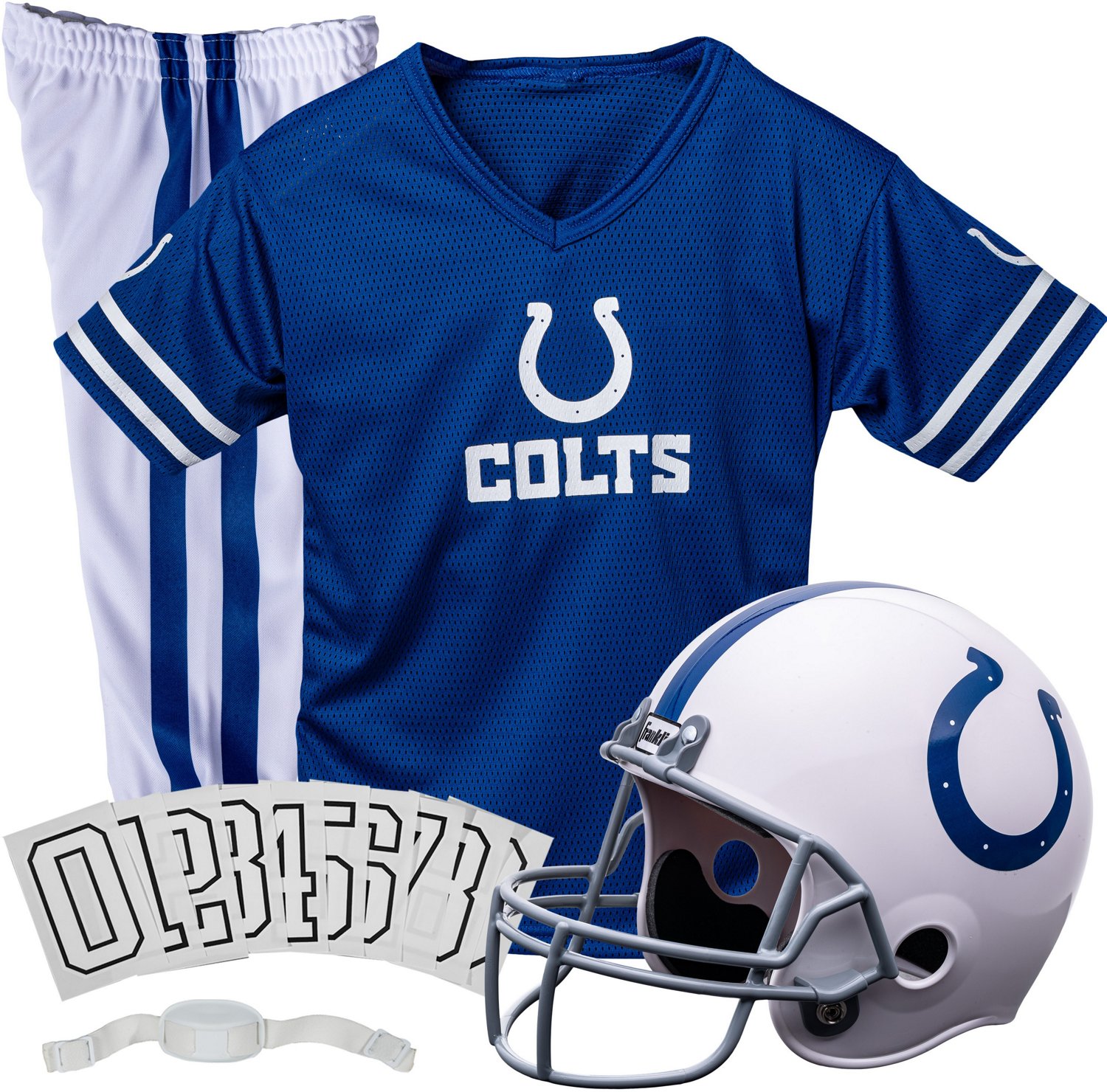 Indianapolis Colts Kids NFL 8pc Deluxe Football Uniform Set, Ages 7-9