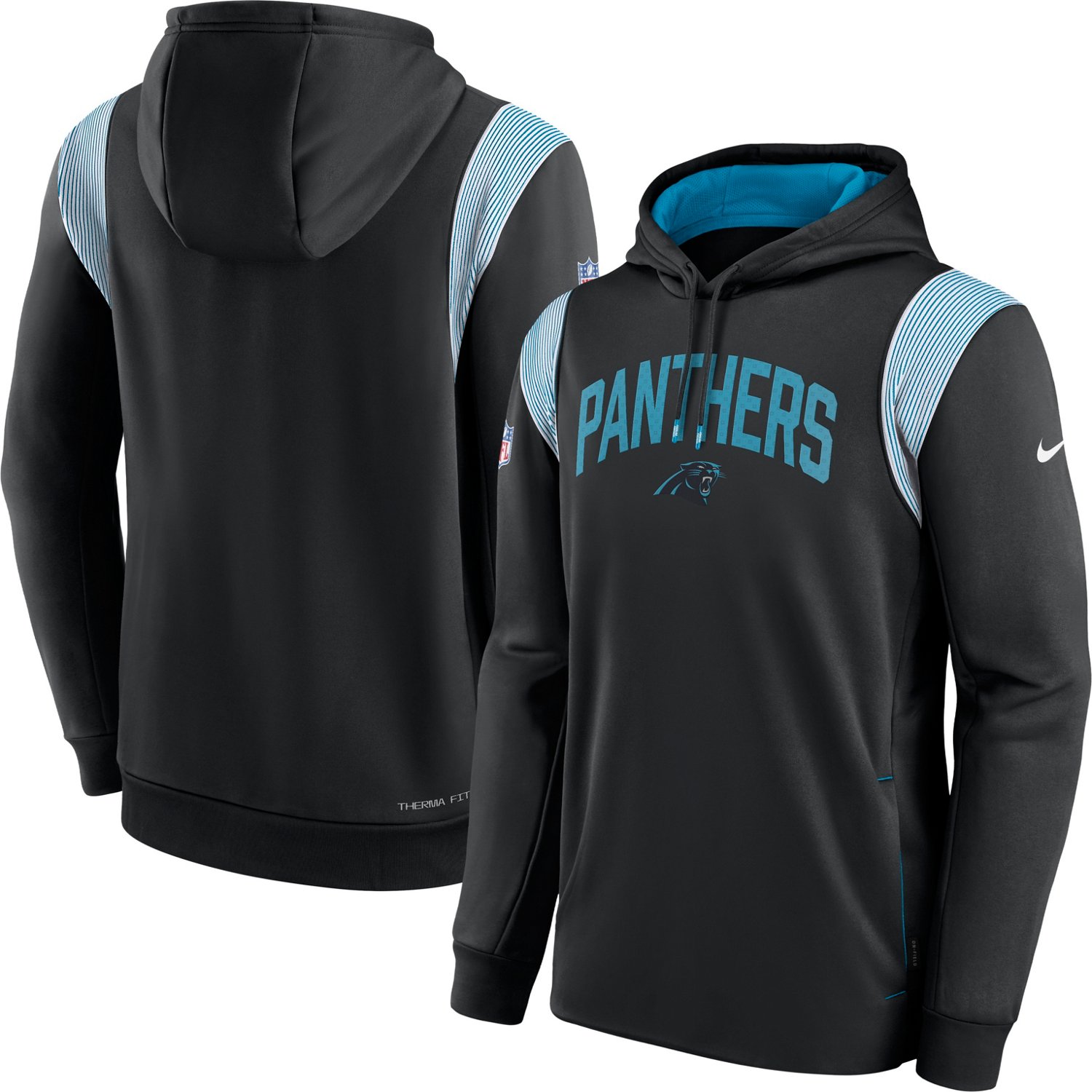Nike Men's Carolina Panthers Athletic Stack TF Pullover Hoodie Academy