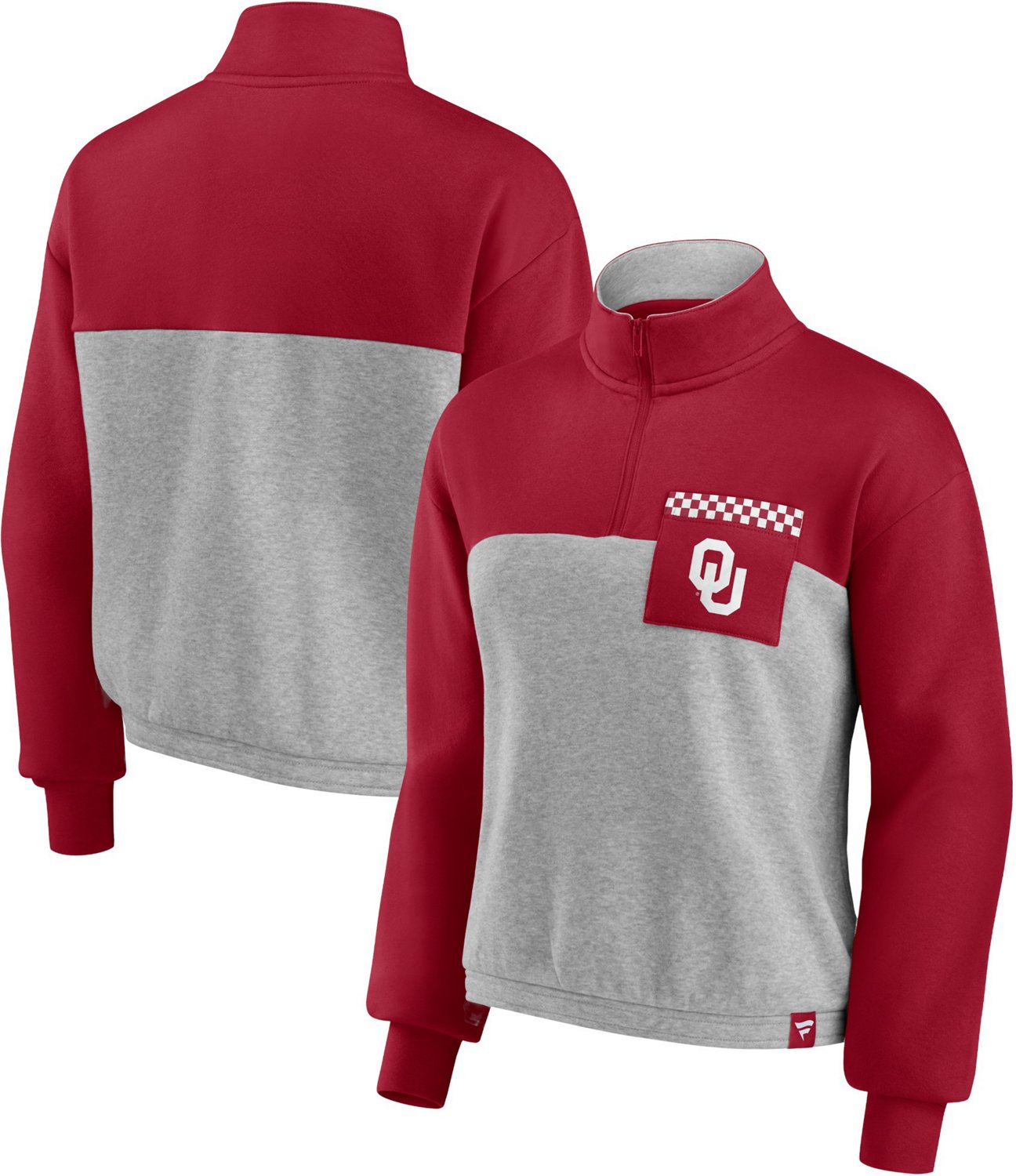 Fanatics Women's University of Oklahoma Sideline to Sideline Cropped 1/4-Zip Pullover                                            - view number 3