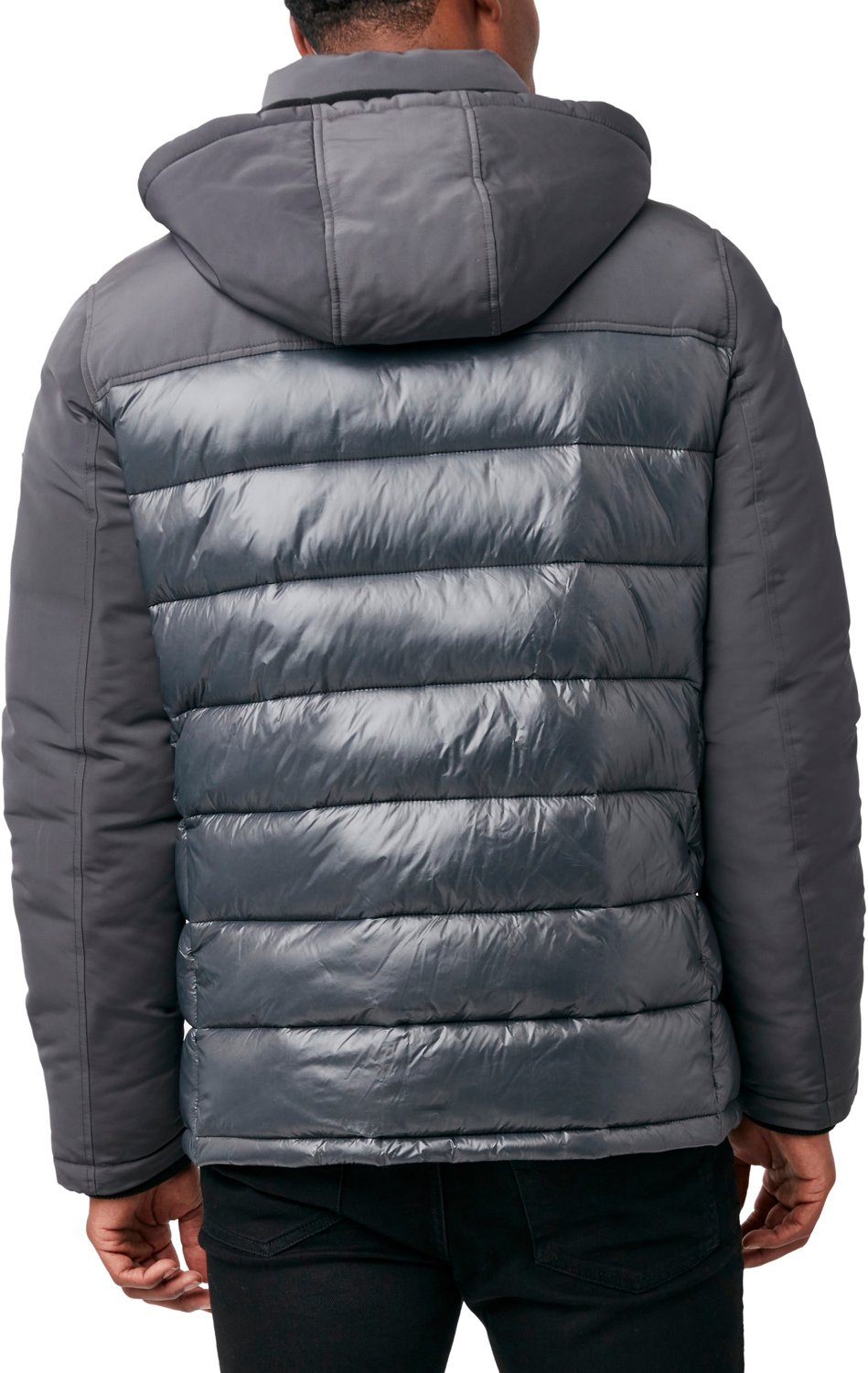 Nautica Men's Mixed Media Puffer Jacket Academy