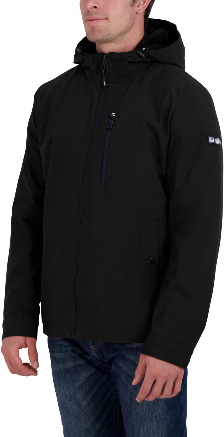 Nautica Men's Poly Hooded Sherpa Lined Jacket Academy