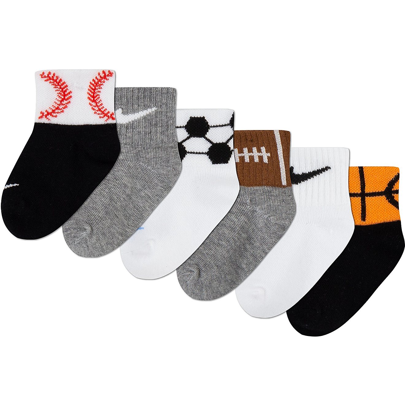 Nike Toddlers’ Swoosh Sport Balls Quarter Socks 6-Pack                                                                         - view number 2