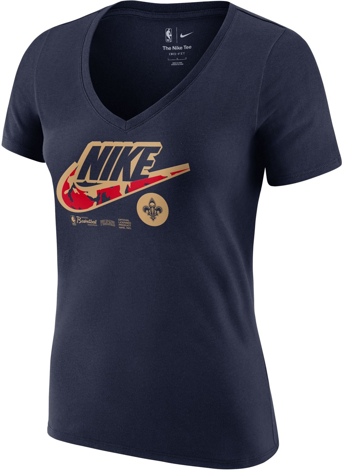 Nike Women’s New Orleans Pelicans Essential Logo V-neck T-shirt | Academy