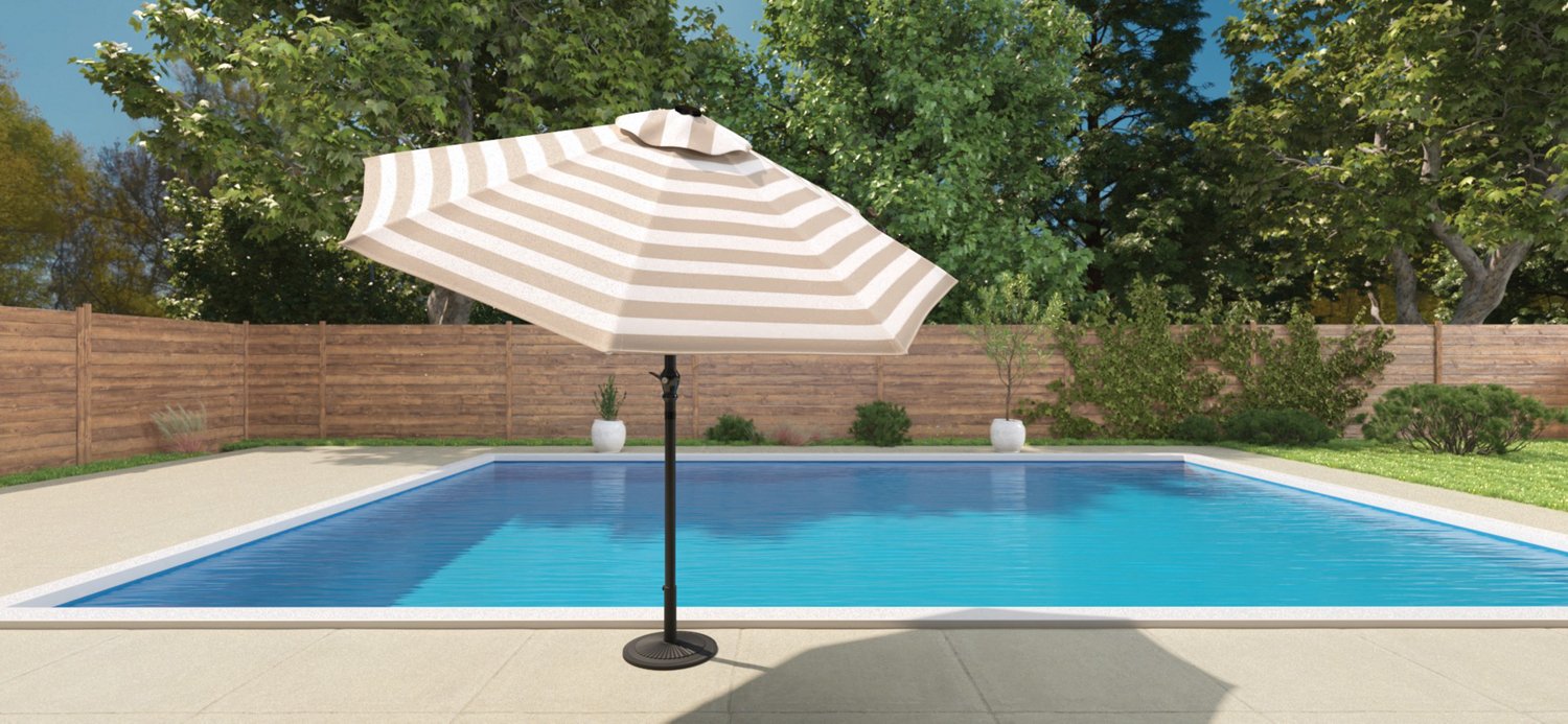 Mosaic Striped 9 ft Patio Umbrella with Closure Strap | Academy