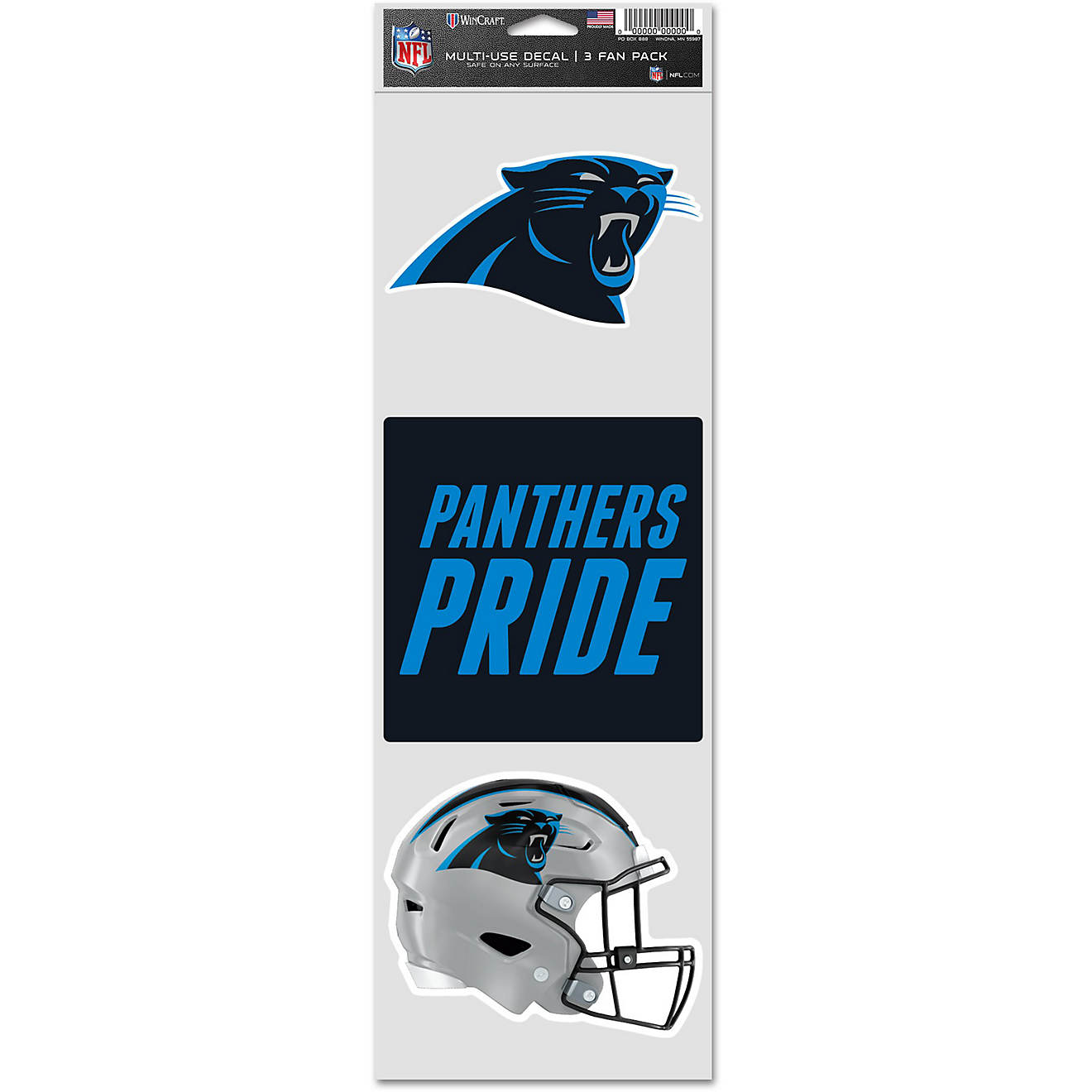 WinCraft Carolina Panthers 3.75x12 Fan Decal 3-Pack