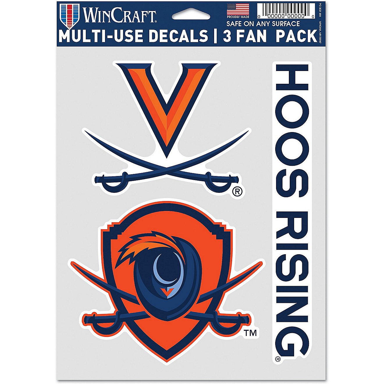 WinCraft University of Virginia 5.5x7.75 Fan Decal 3-Pack                                                                        - view number 1