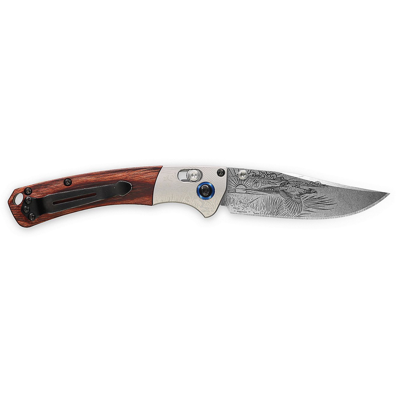 Benchmade Limited Edition Artist Series Casey Underwood Mini Crooked River Ringneck Pheasant Folding Pocket Knife                - view number 2