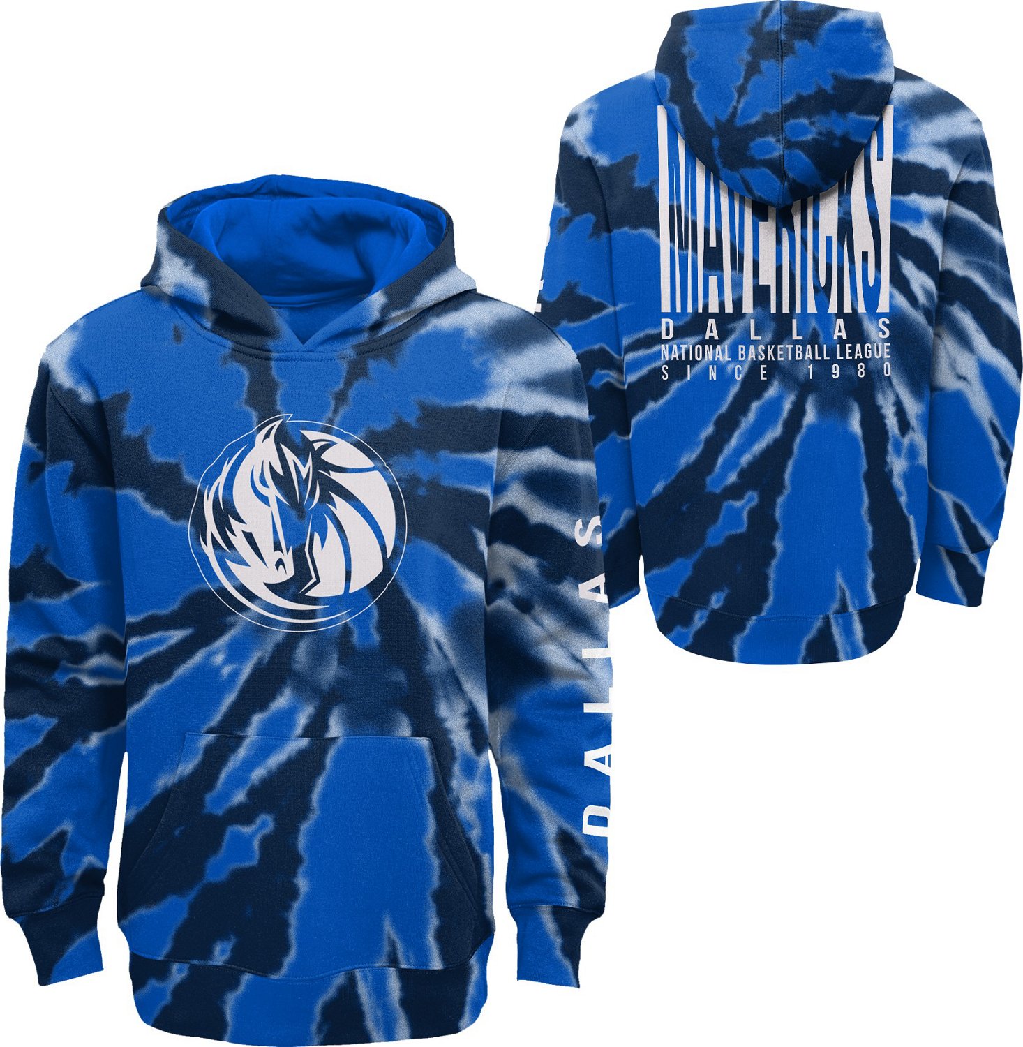 Outerstuff Kids' Dallas Mavericks Tie-Dye Statement Fleece Pullover Hoodie