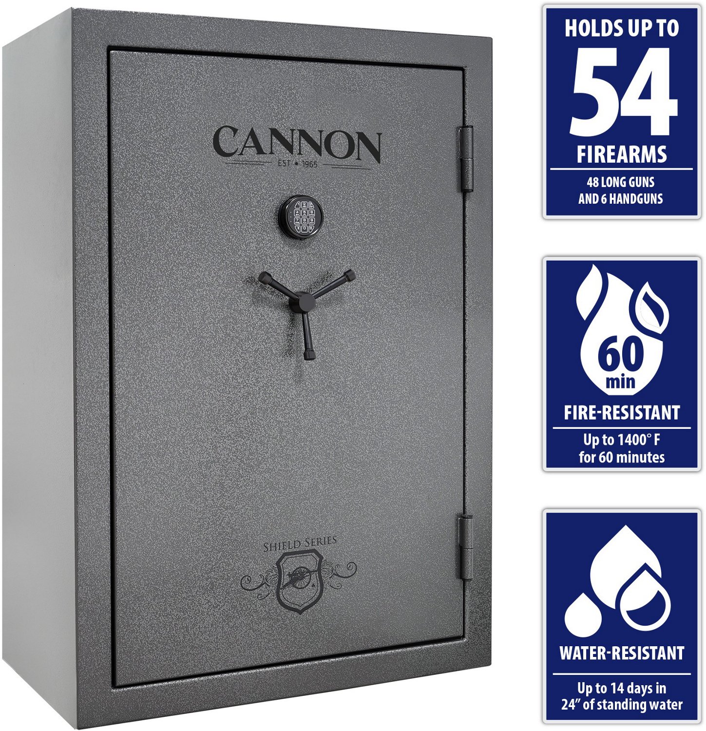 Cannon Safe Shield V2 Fireproof & Waterproof 48+6 Gun Safe Academy