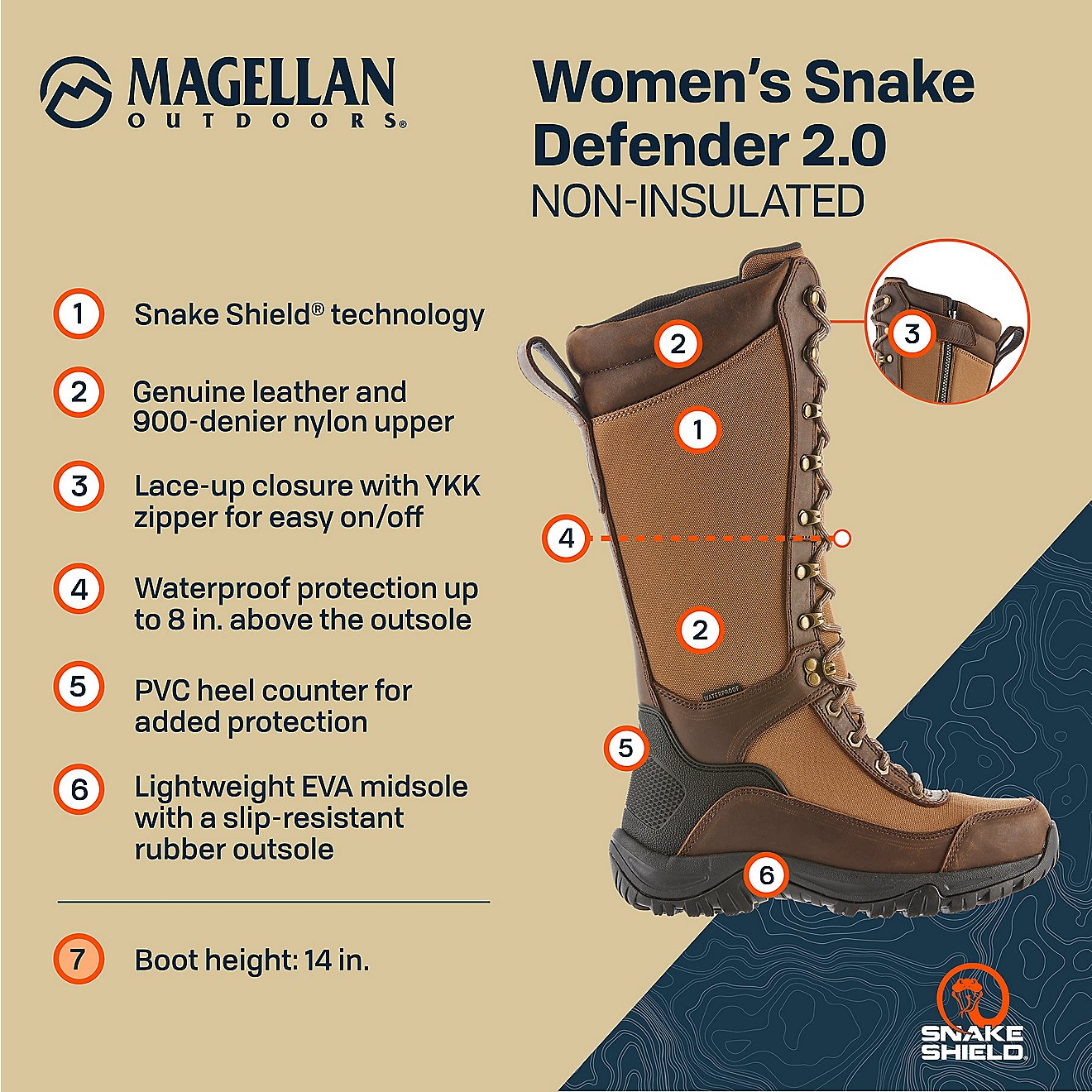 Magellan W Snake Defender 2.0 Waterproof Hunting Boot                                                                            - view number 5