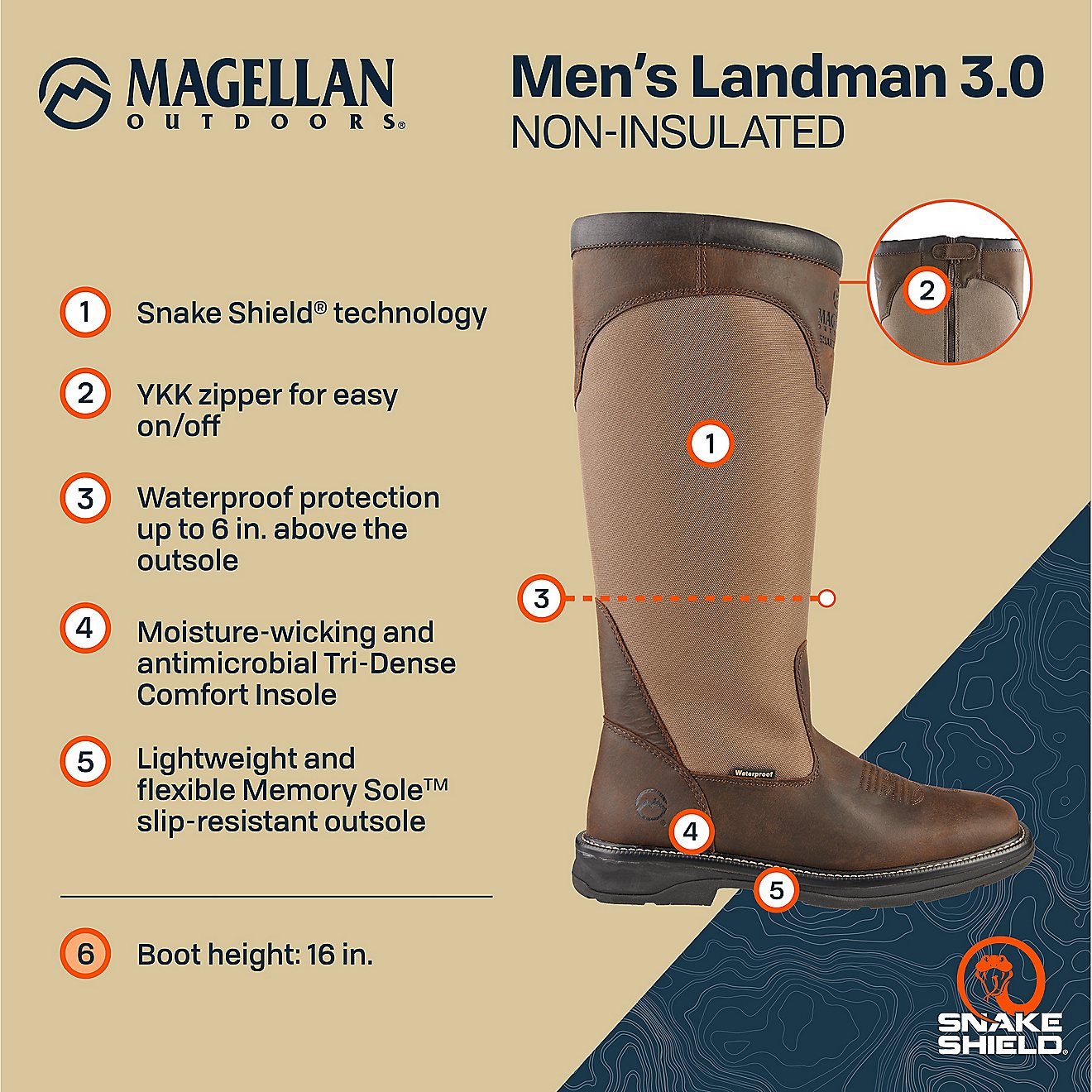 Magellan Outdoors Men's Landman 3.0 Boots                                                                                        - view number 5