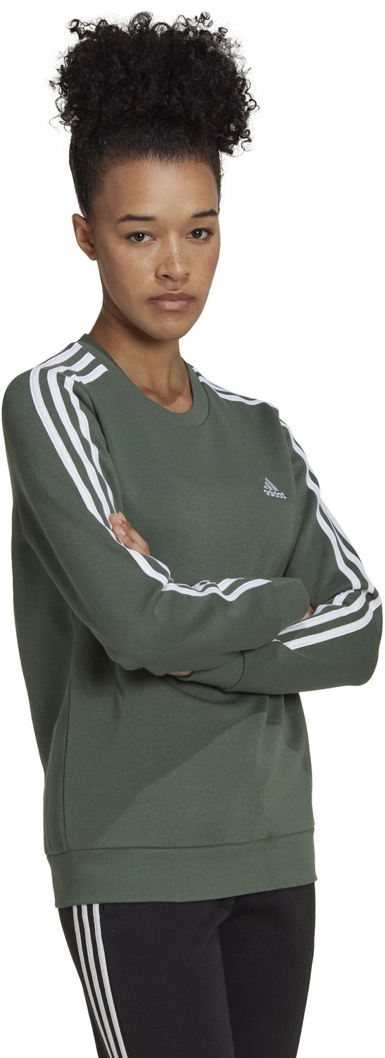 adidas Women s Essentials 3 Stripe Fleece Sweatshirt Academy