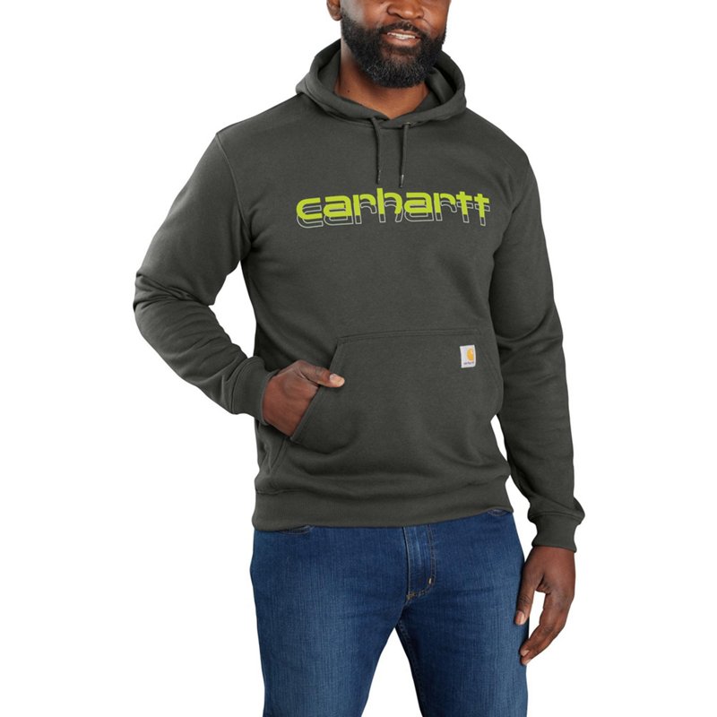 Carhartt Men's Rain Defender Midweight Hoodie Green Dark/Brown, Small - Men's Work Jackets at Academy Sports product image