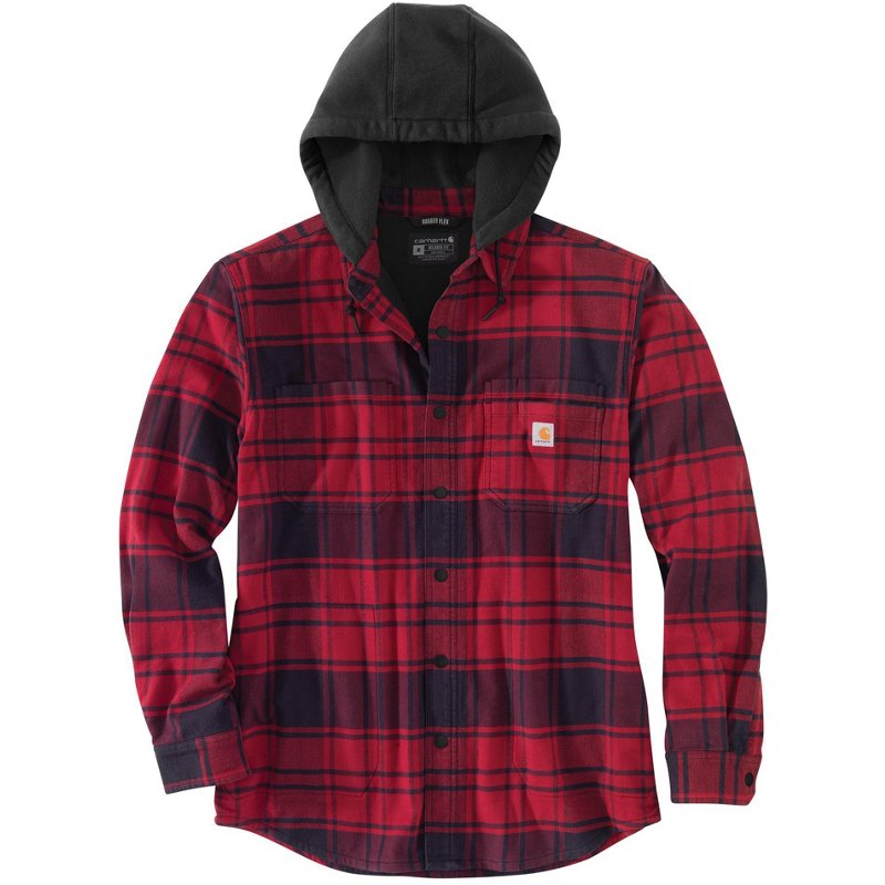 Carhartt Men's Flannel Fleece Shirt Jacket Red, X-Large - Men's Work Jackets at Academy Sports product image