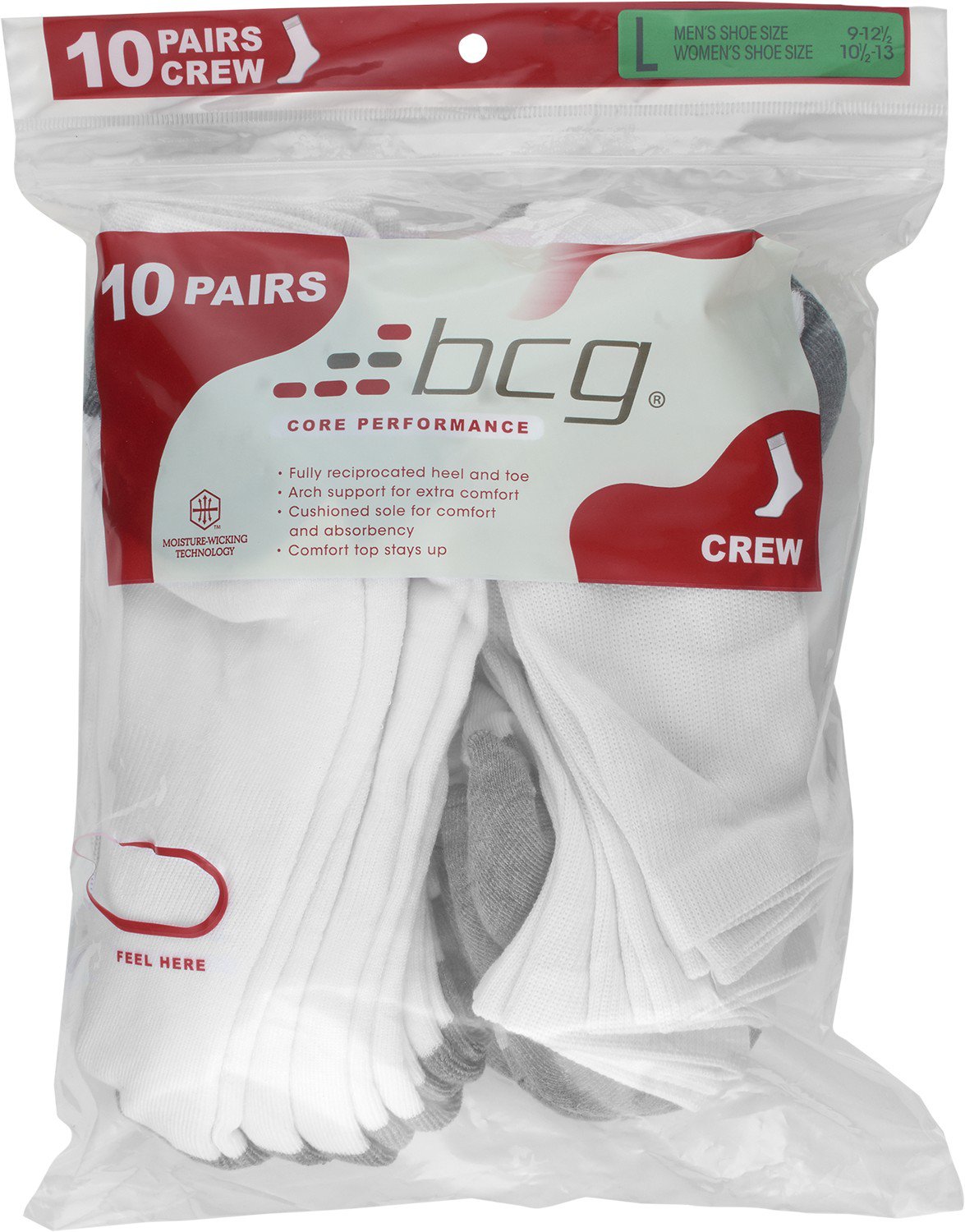 BCG Training Crew Socks 10 Pack Academy