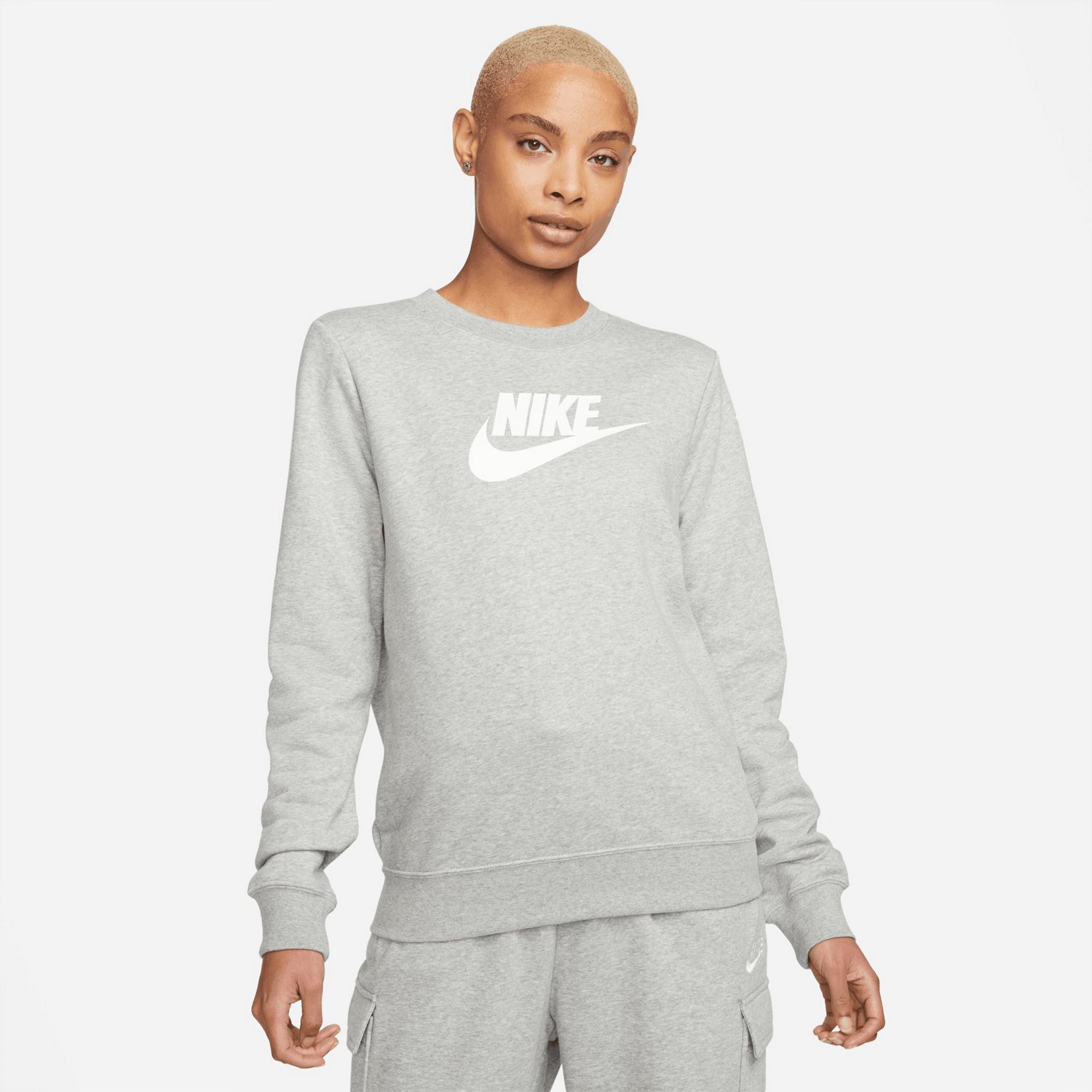 Nike Women's Club Fleece Graphic Long Sleeve Crew Neck Sweatshirt | Academy