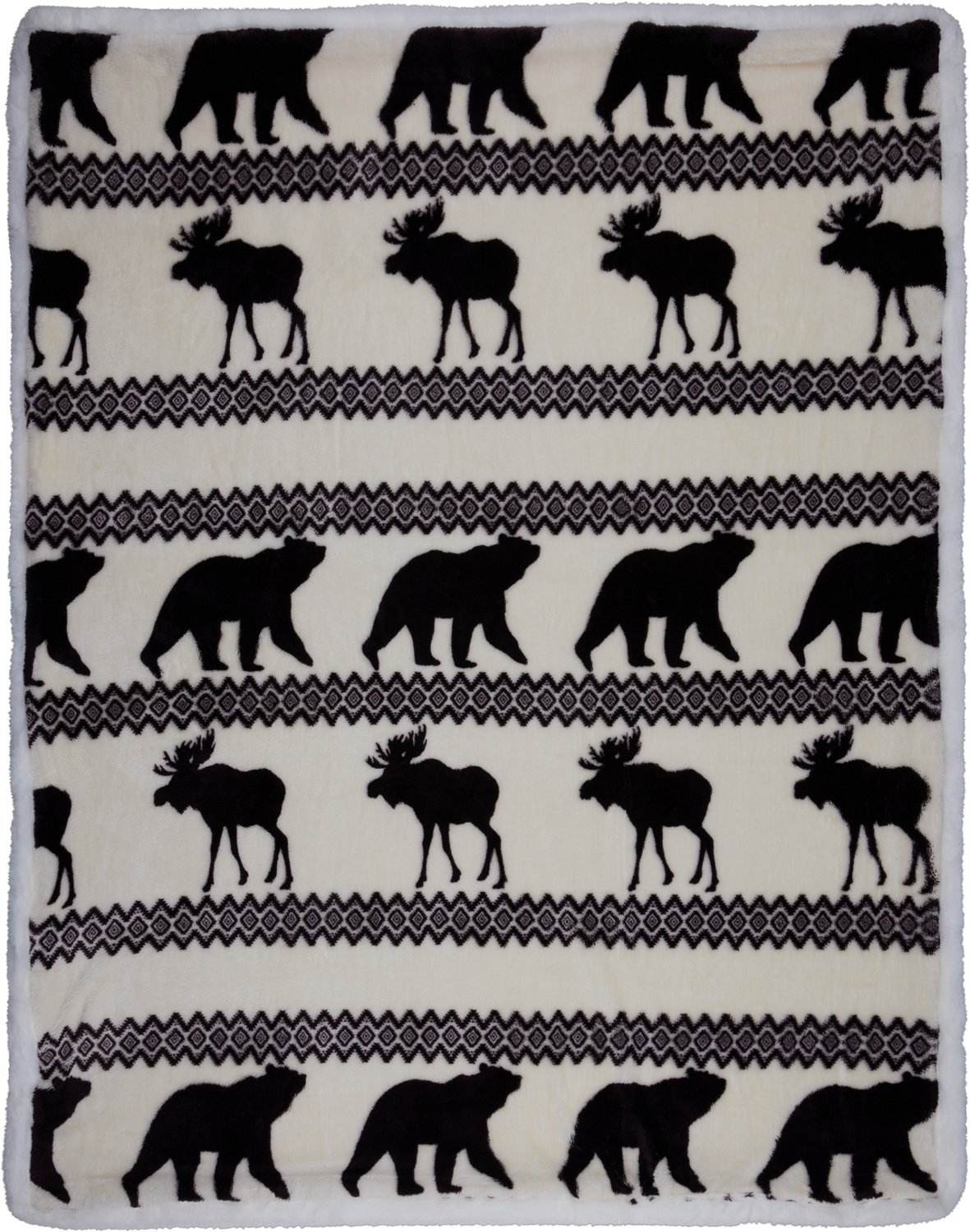 Needle & Pine 50 in x 60 in Light Brown Printed Sherpa Faux Fur Trim Throw Blanket                                               - view number 2
