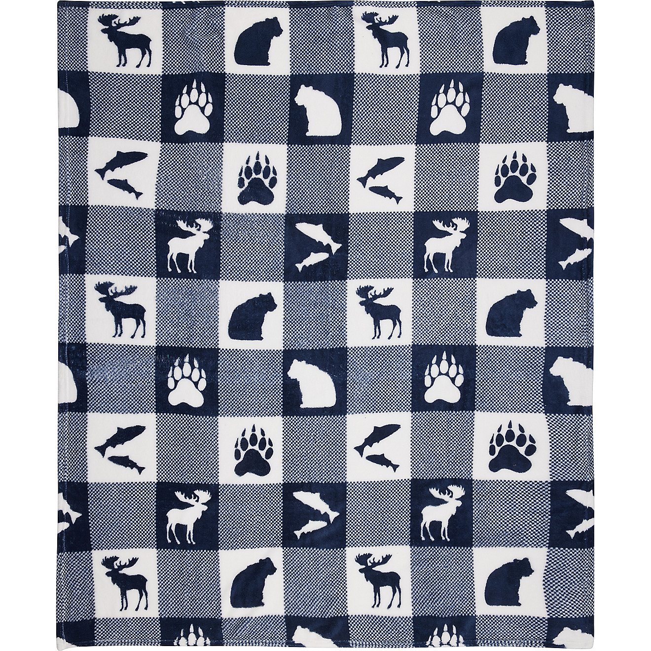 Needle & Pine 50 in x 60 in Navy Printed Coral Fleece Throw Blanket                                                              - view number 2