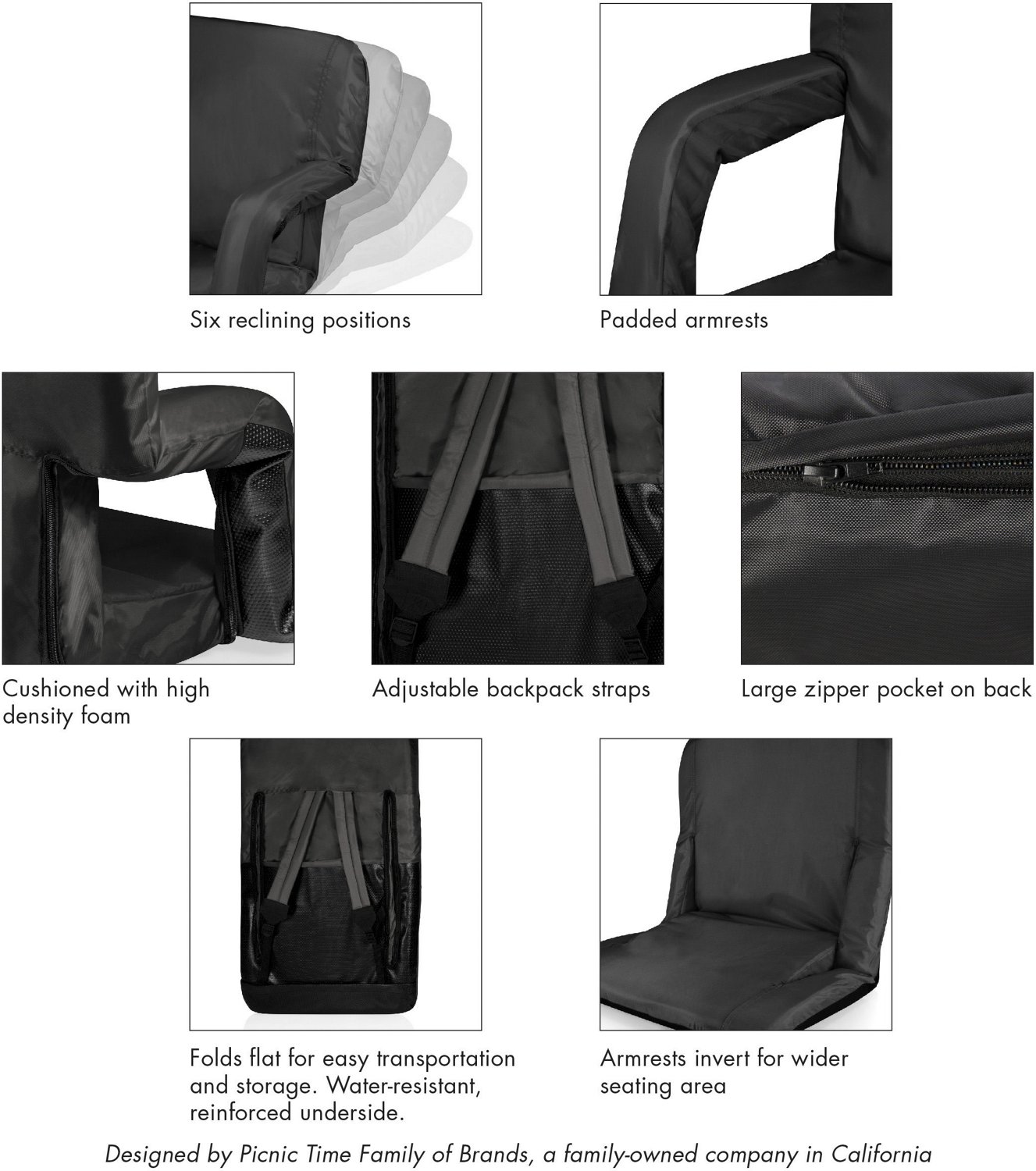 Picnic Time Ventura Portable Reclining Stadium Seat                                                                              - view number 7