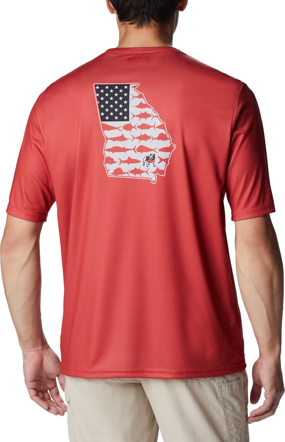 Columbia Sportswear Men's University of Georgia Terminal Tackle Flag  Graphic Short Sleeve T-shirt