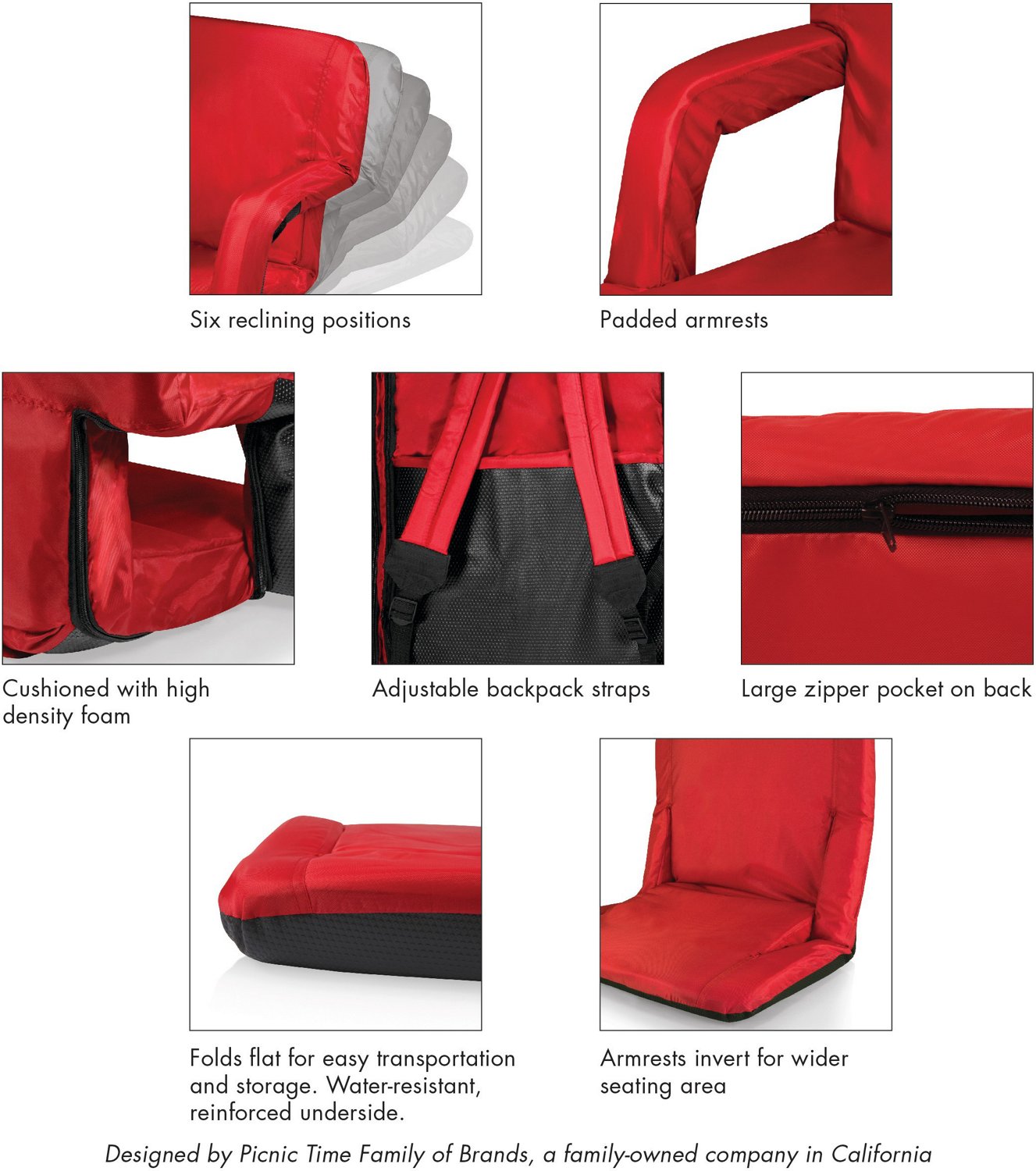 Picnic Time Ventura Portable Reclining Stadium Seat                                                                              - view number 8
