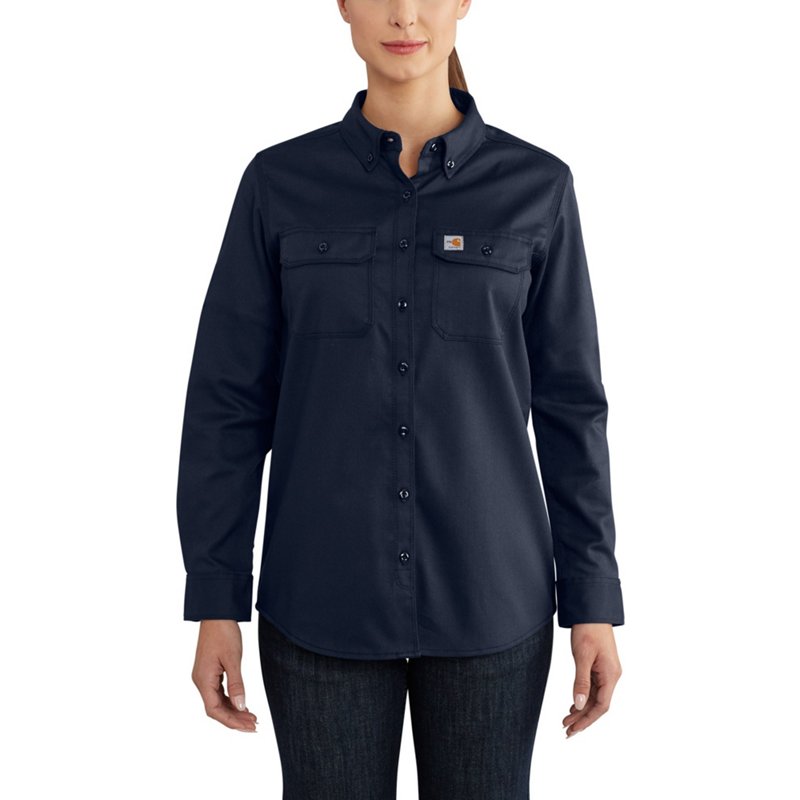 Carhartt Women's Flame-Resistant Rugged Flex Twill Shirt - Dark Blue