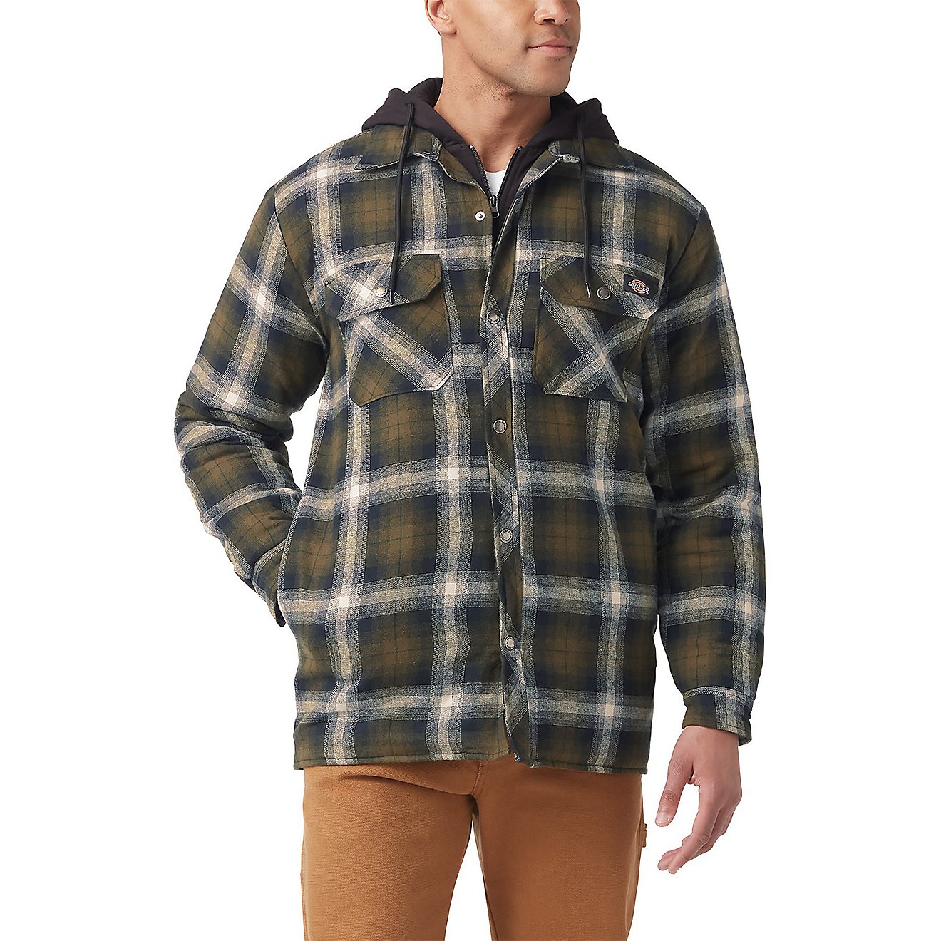 Dickies Men’s Hydroshield Fleece Hooded Flannel Shirt Jacket                                                                   - view number 1