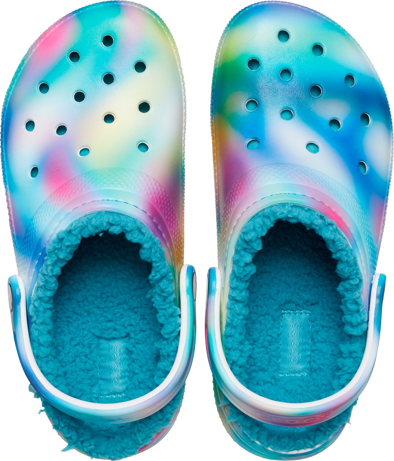 Fuzzy lined discount tie dye crocs