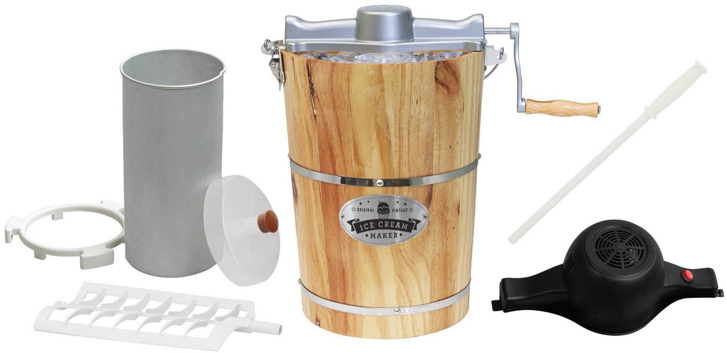 Elite Gourmet 6 qt Electric Motorized Old Fashioned Bucket Ice Cream Maker and Hand Crank                                        - view number 2