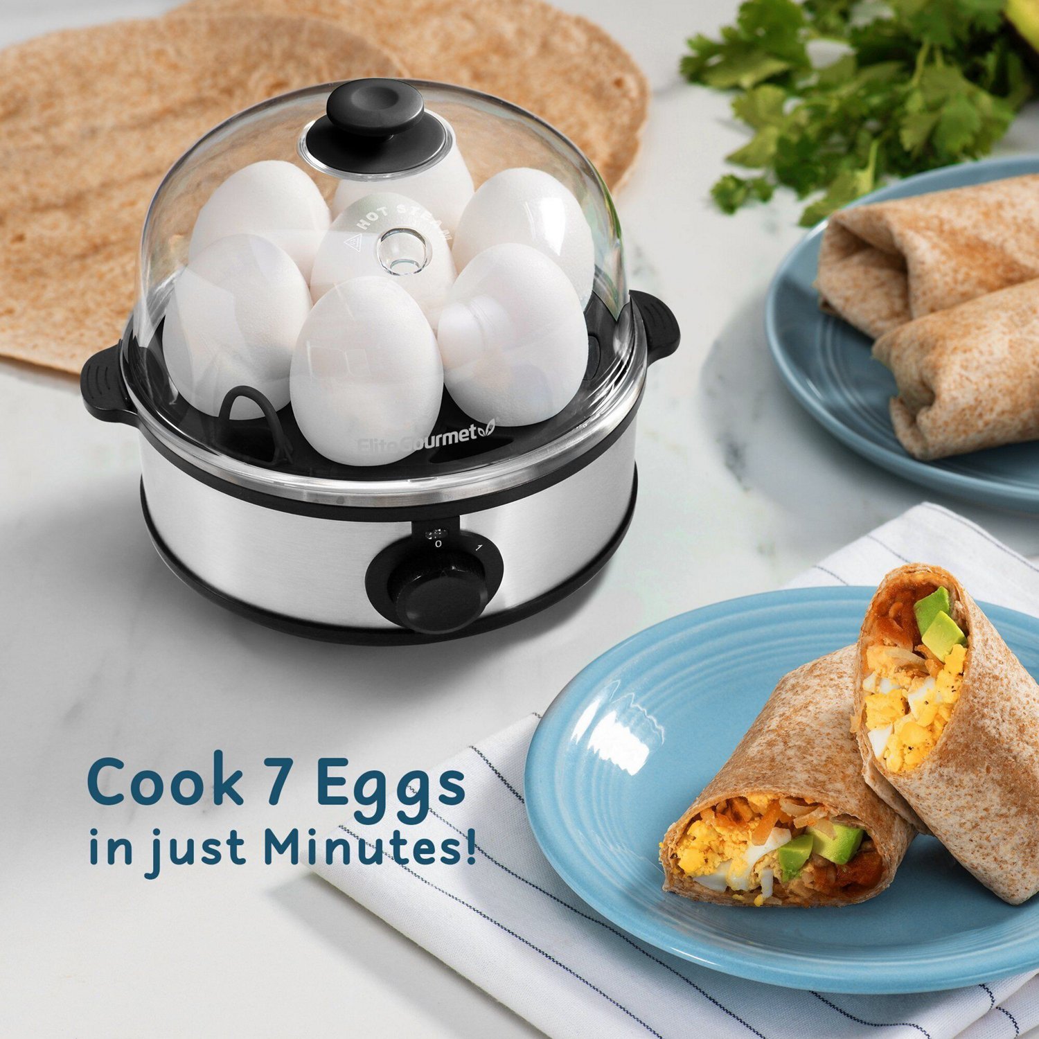 Elite Gourmet 7-Egg Stainless Steel Easy Egg Cooker                                                                              - view number 8