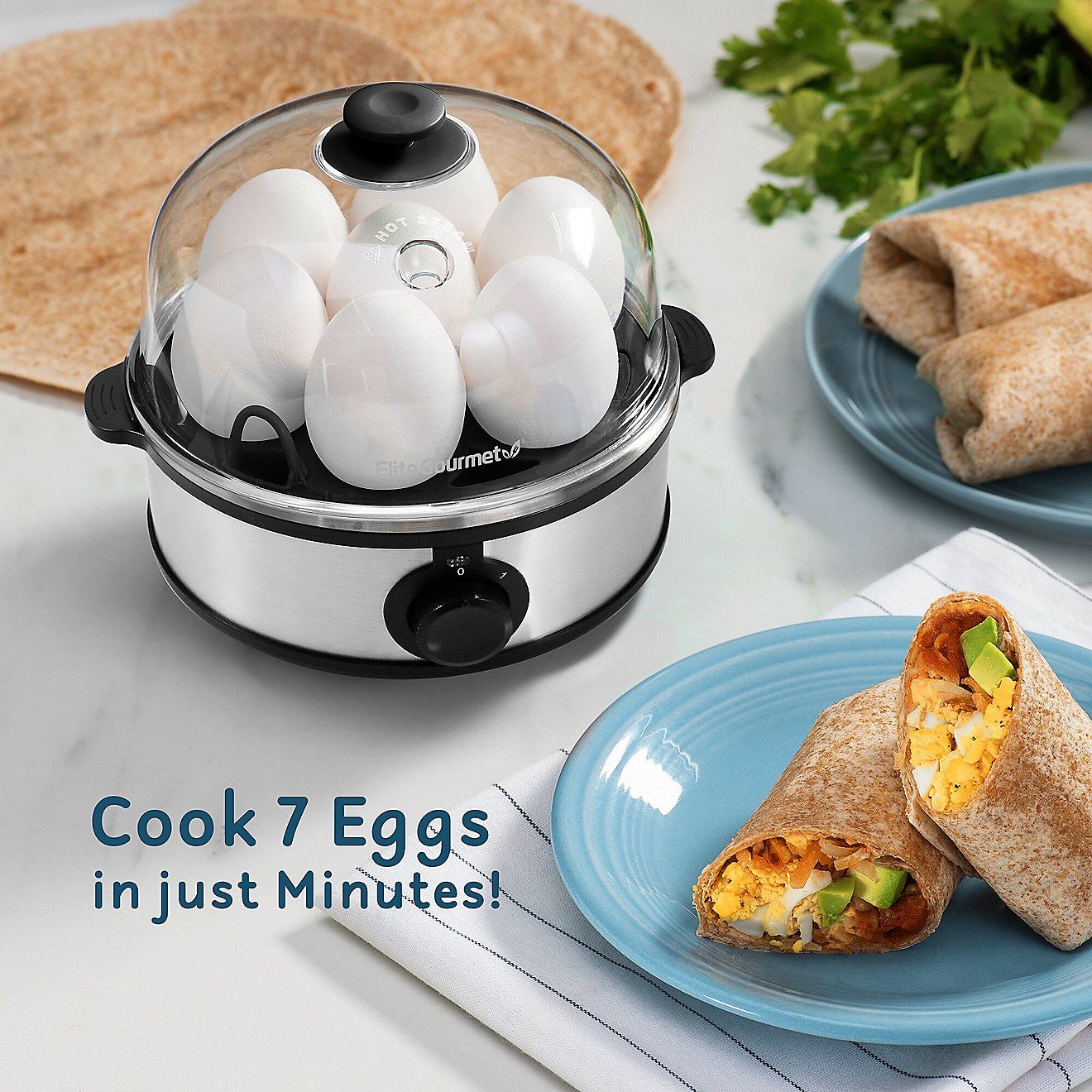 Elite Gourmet 7-Egg Stainless Steel Easy Egg Cooker