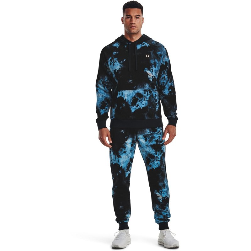 Under Armour Men's Rival Tie Dye Fleece Hoodie Blue, Large - Men's Athletic Fleece at Academy Sports product image
