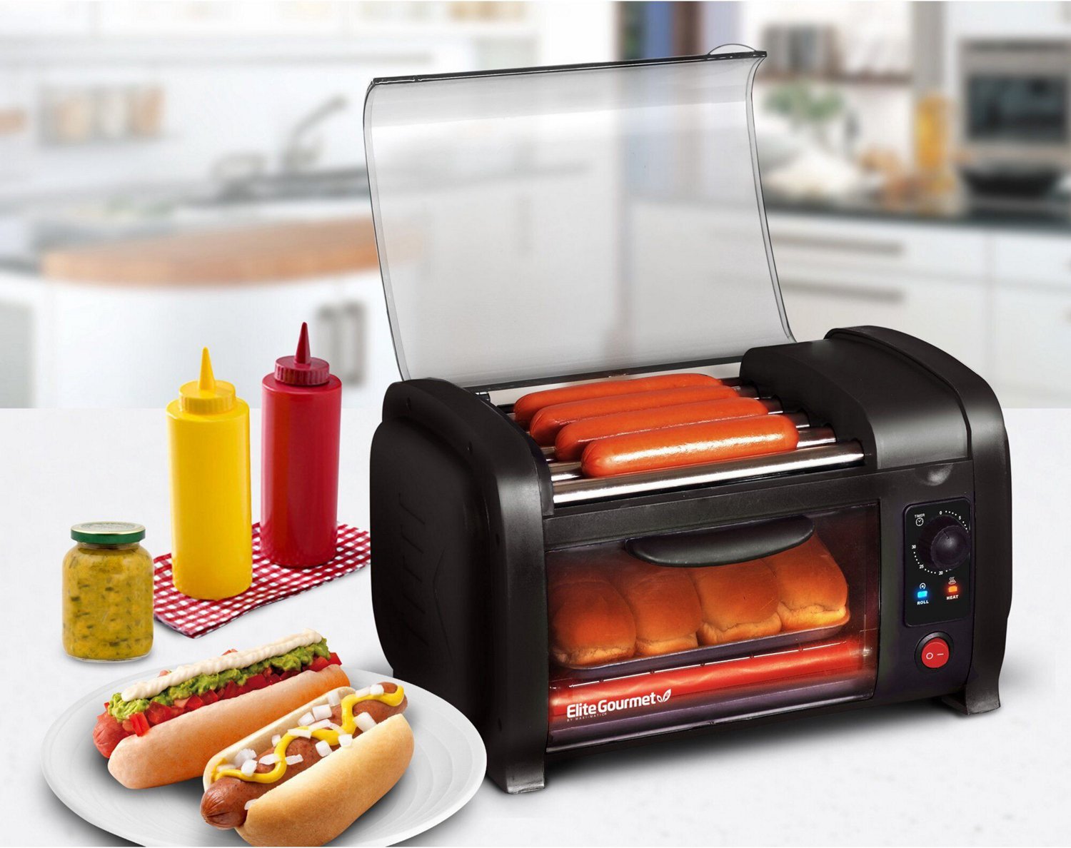 Elite Gourmet Hot Dog Roller Toaster Oven and Bun Warmer                                                                         - view number 6