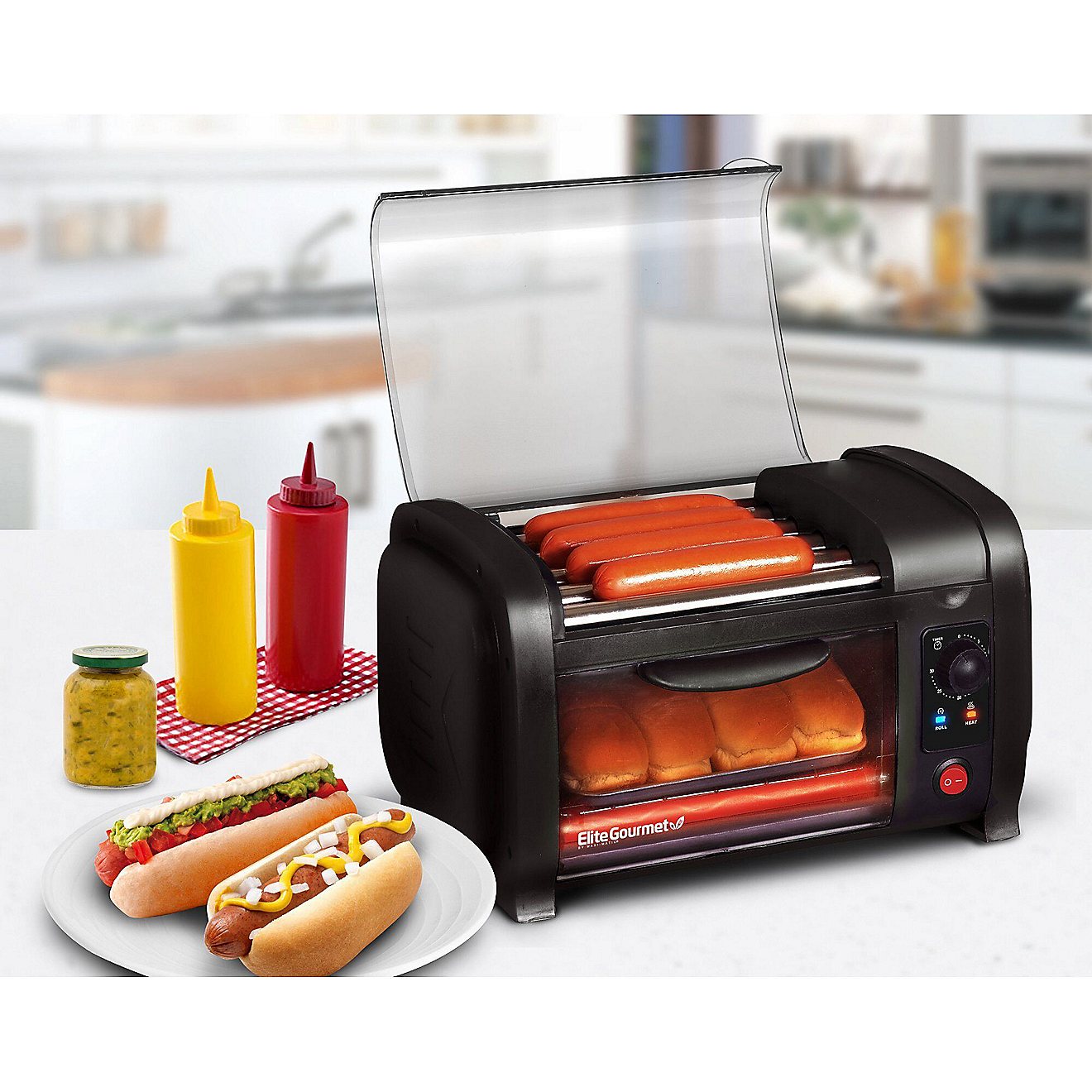 Elite Gourmet Hot Dog Roller Toaster Oven and Bun Warmer                                                                         - view number 6