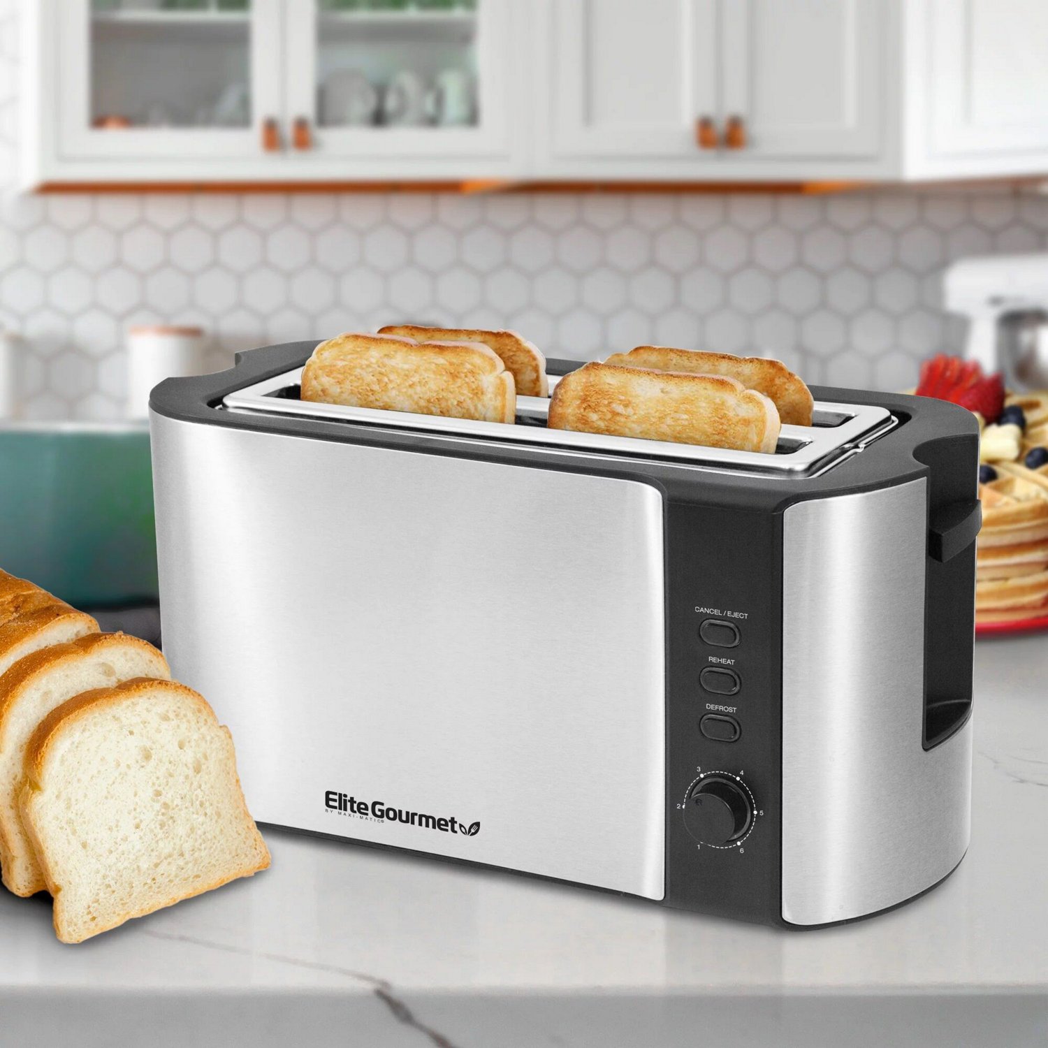 Elite Gourmet 4-Slice Stainless-Steel Long Slot Toaster                                                                          - view number 7