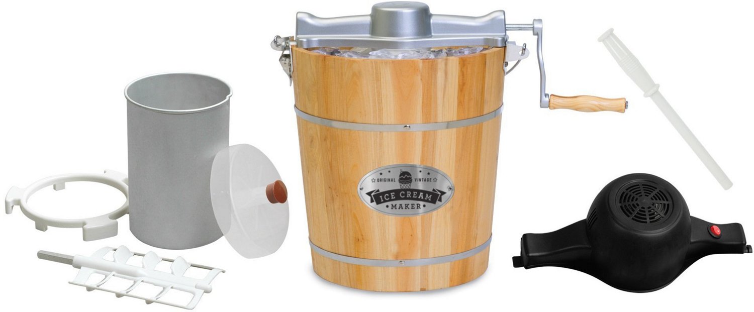 Elite Gourmet 4 qt Electric Motorized Old Fashioned Bucket Ice Cream Maker and Hand Crank                                        - view number 2