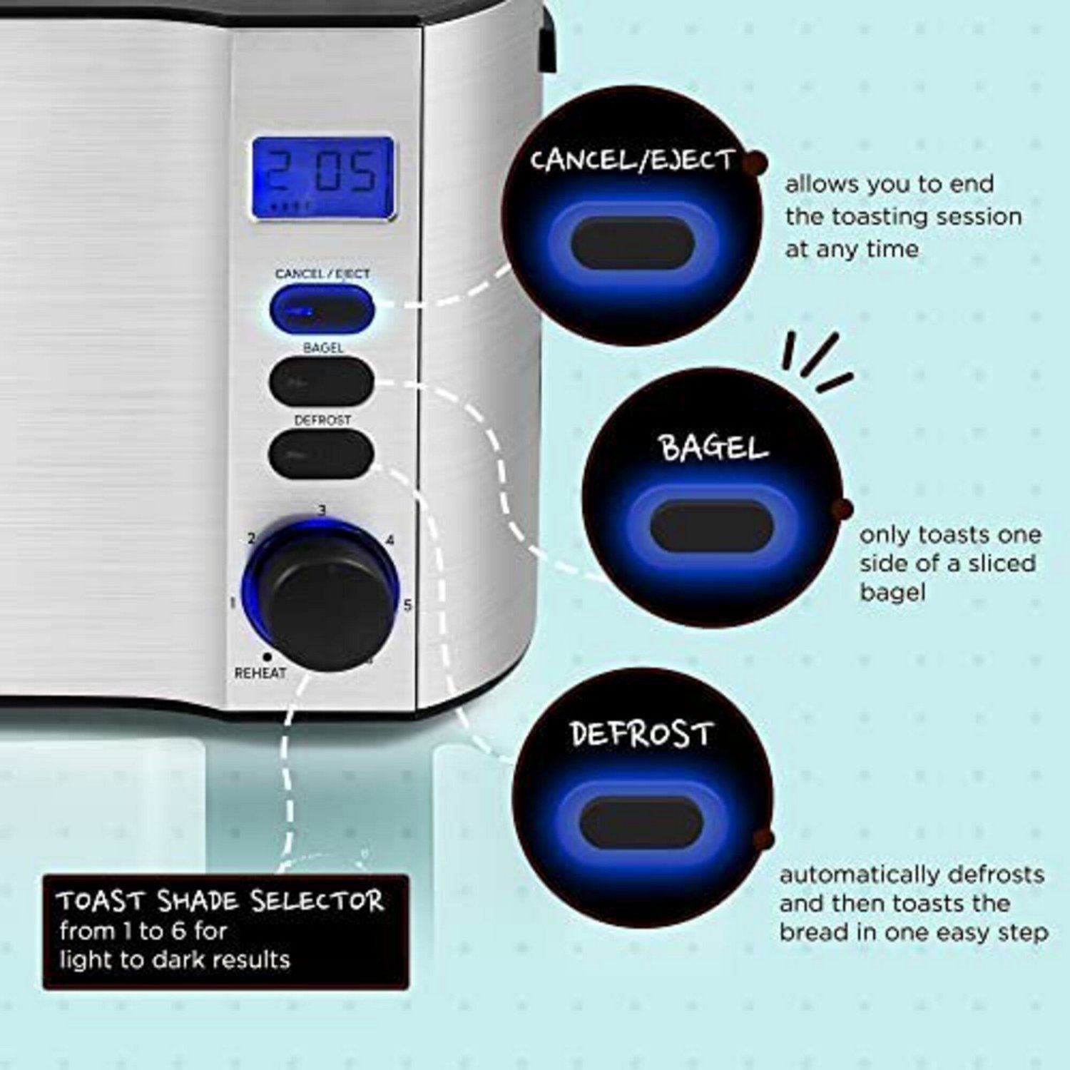 Elite Gourmet 4-Slice Long Slot Toaster