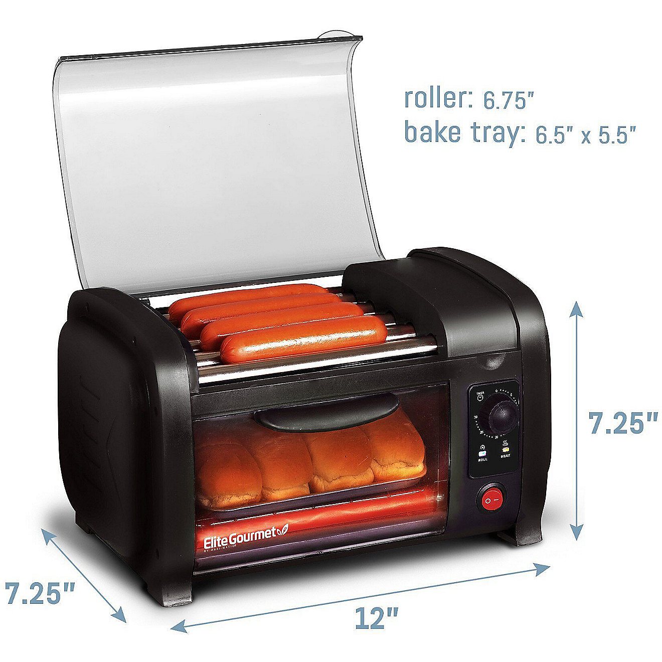 Elite Gourmet Hot Dog Roller Toaster Oven and Bun Warmer                                                                         - view number 2